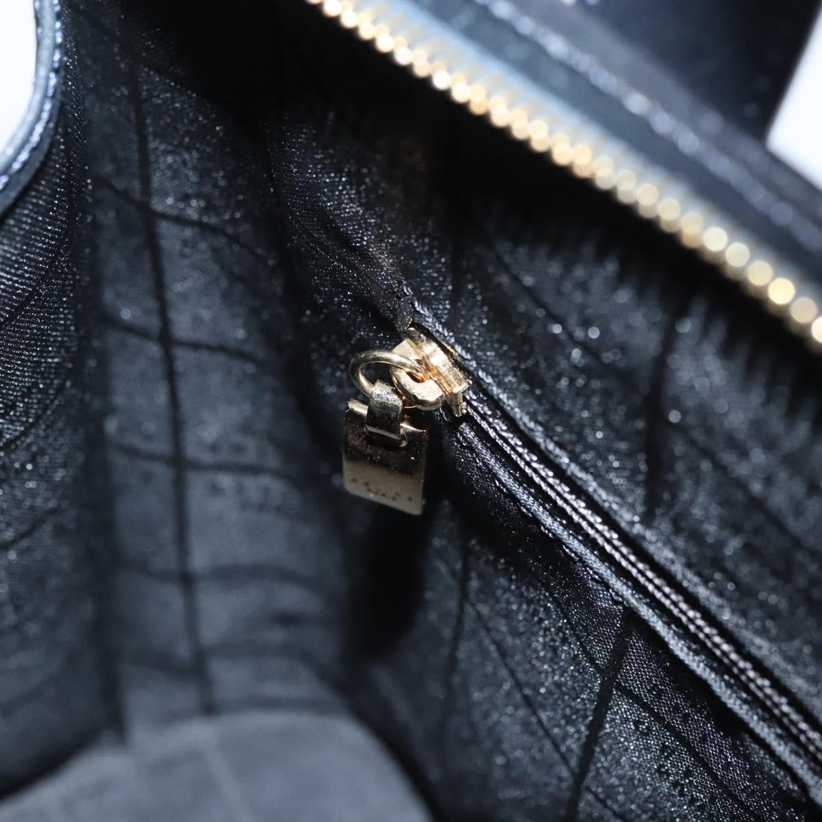 CELINE Hand Bag Leather Navy Gold Auth 117832