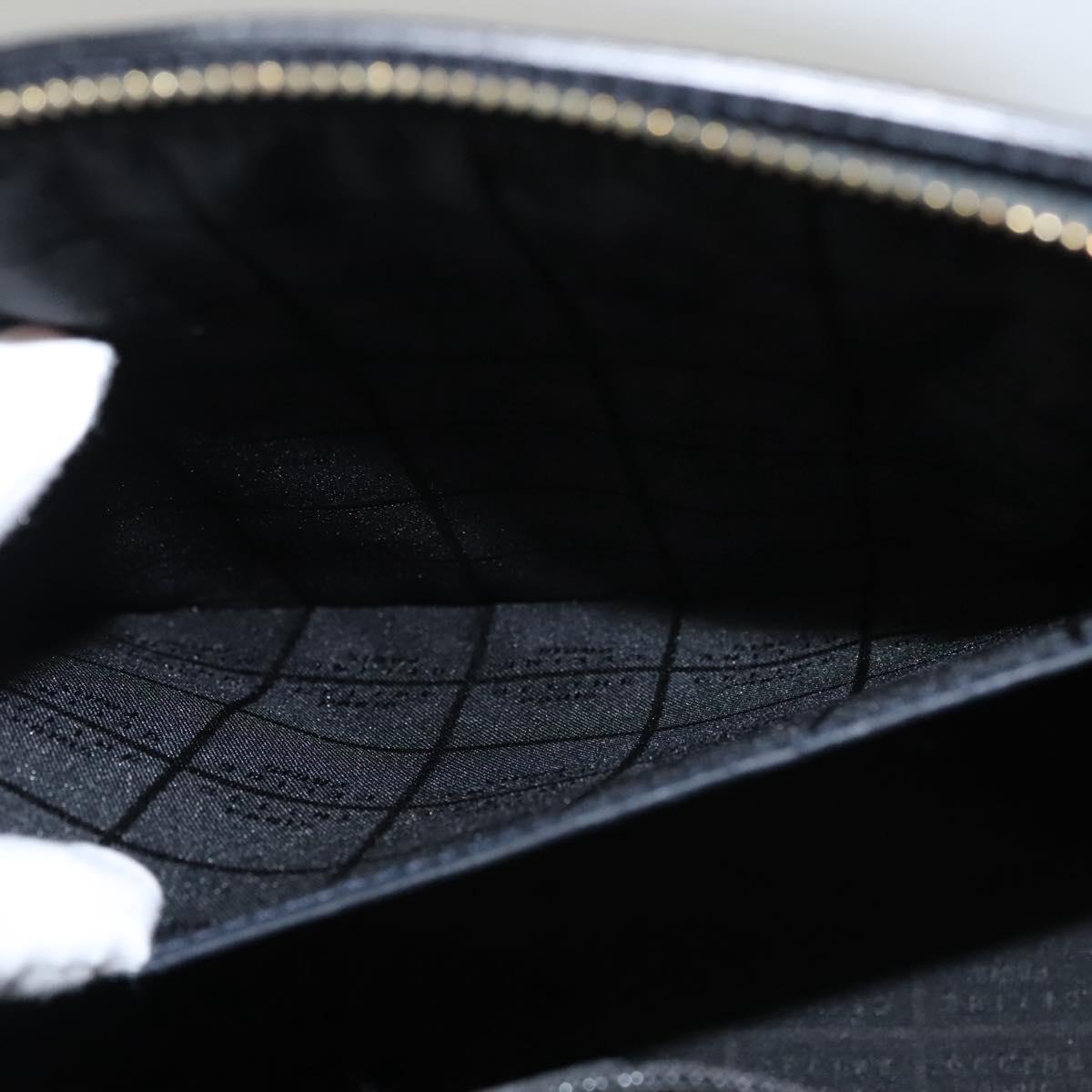 CELINE Hand Bag Leather Navy Gold Auth 117832