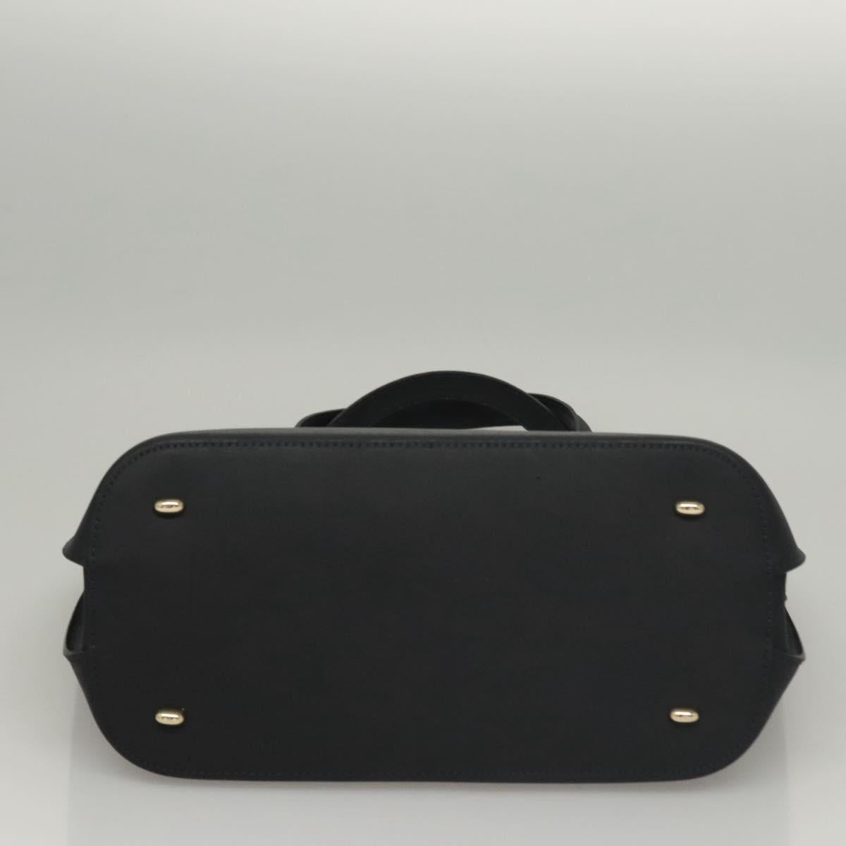 CELINE Hand Bag Leather Navy Gold Auth 117832