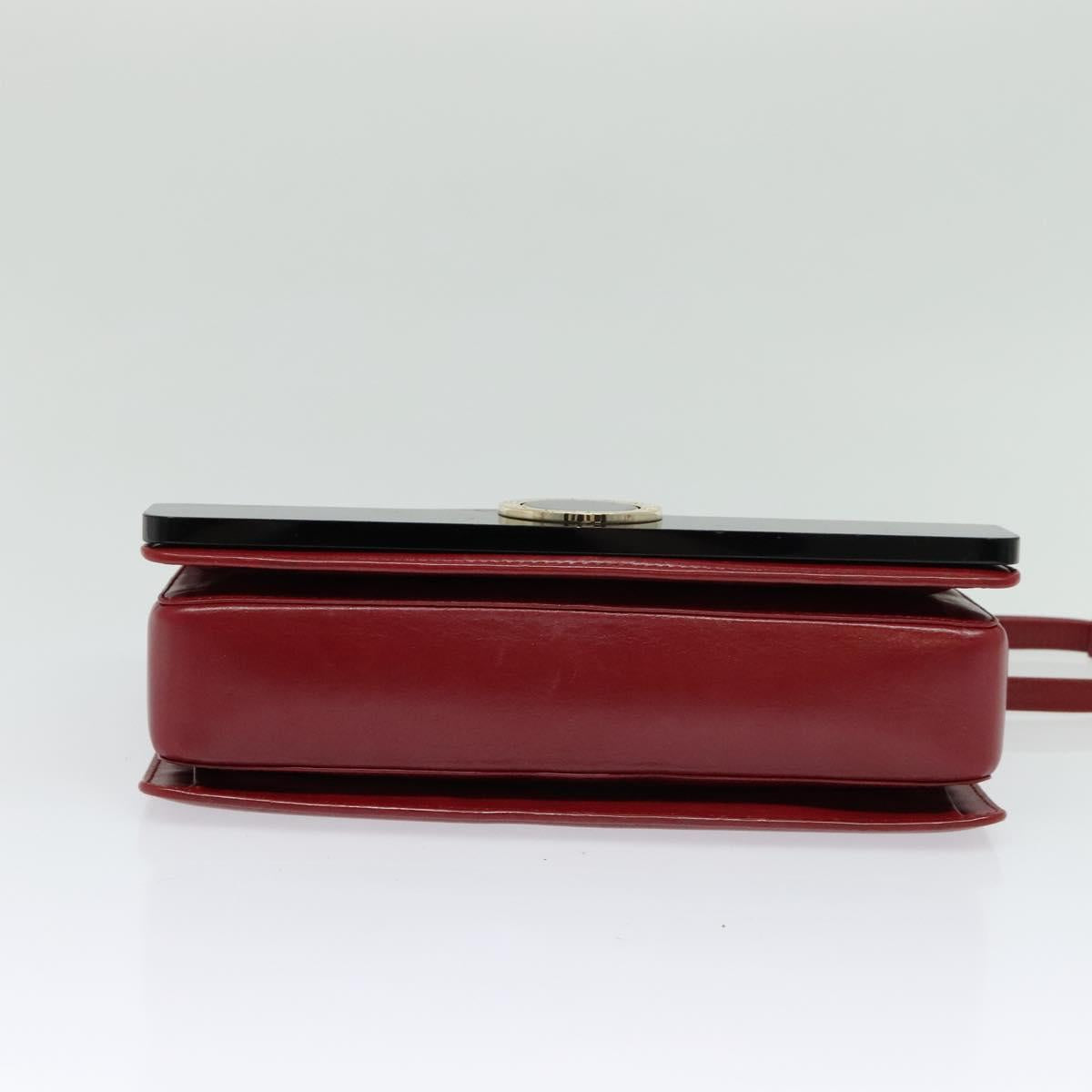 BVLGARI Chain Shoulder Bag Leather Red Auth 117840