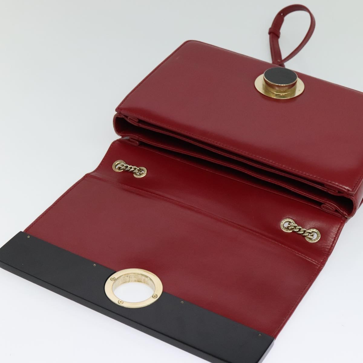 BVLGARI Chain Shoulder Bag Leather Red Auth 117840