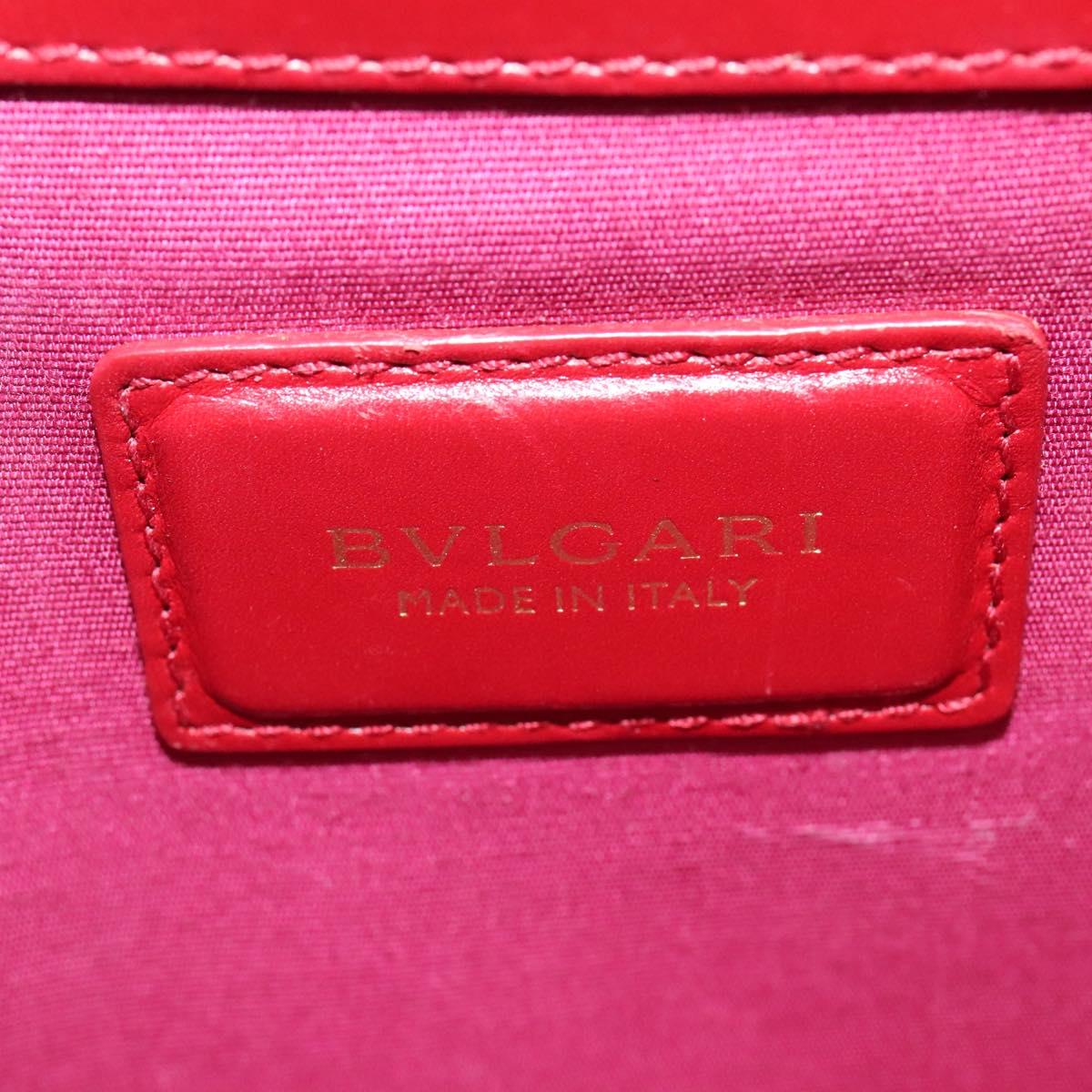 BVLGARI Chain Shoulder Bag Leather Red Auth 117840