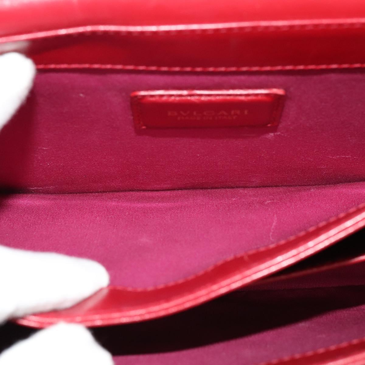 BVLGARI Chain Shoulder Bag Leather Red Auth 117840
