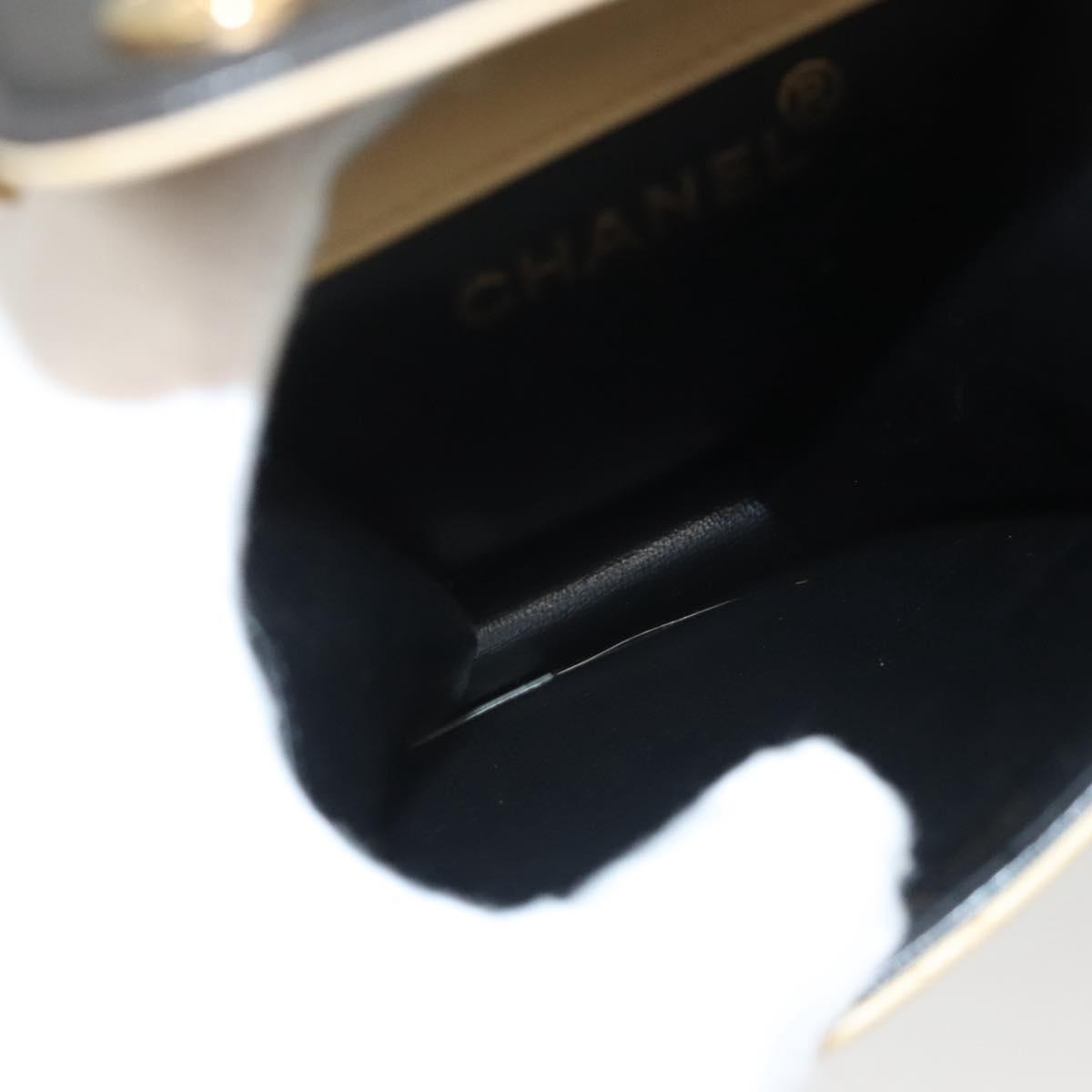 CHANEL Hand Bag Lamb Skin Beige CC Auth 117841