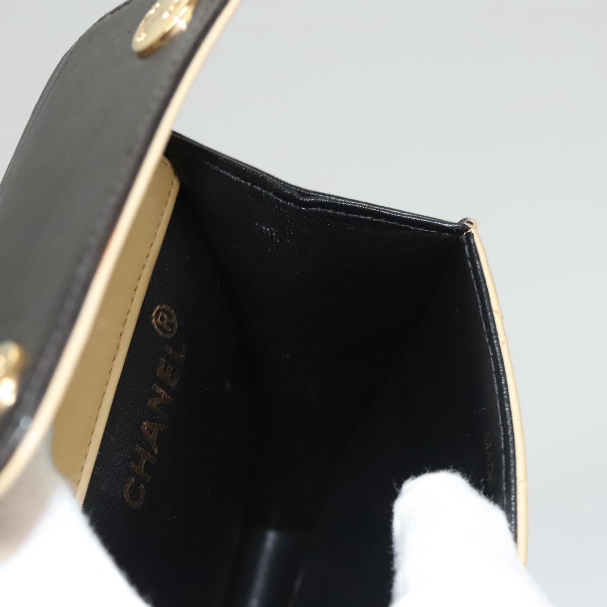 CHANEL Hand Bag Lamb Skin Beige CC Auth 117841