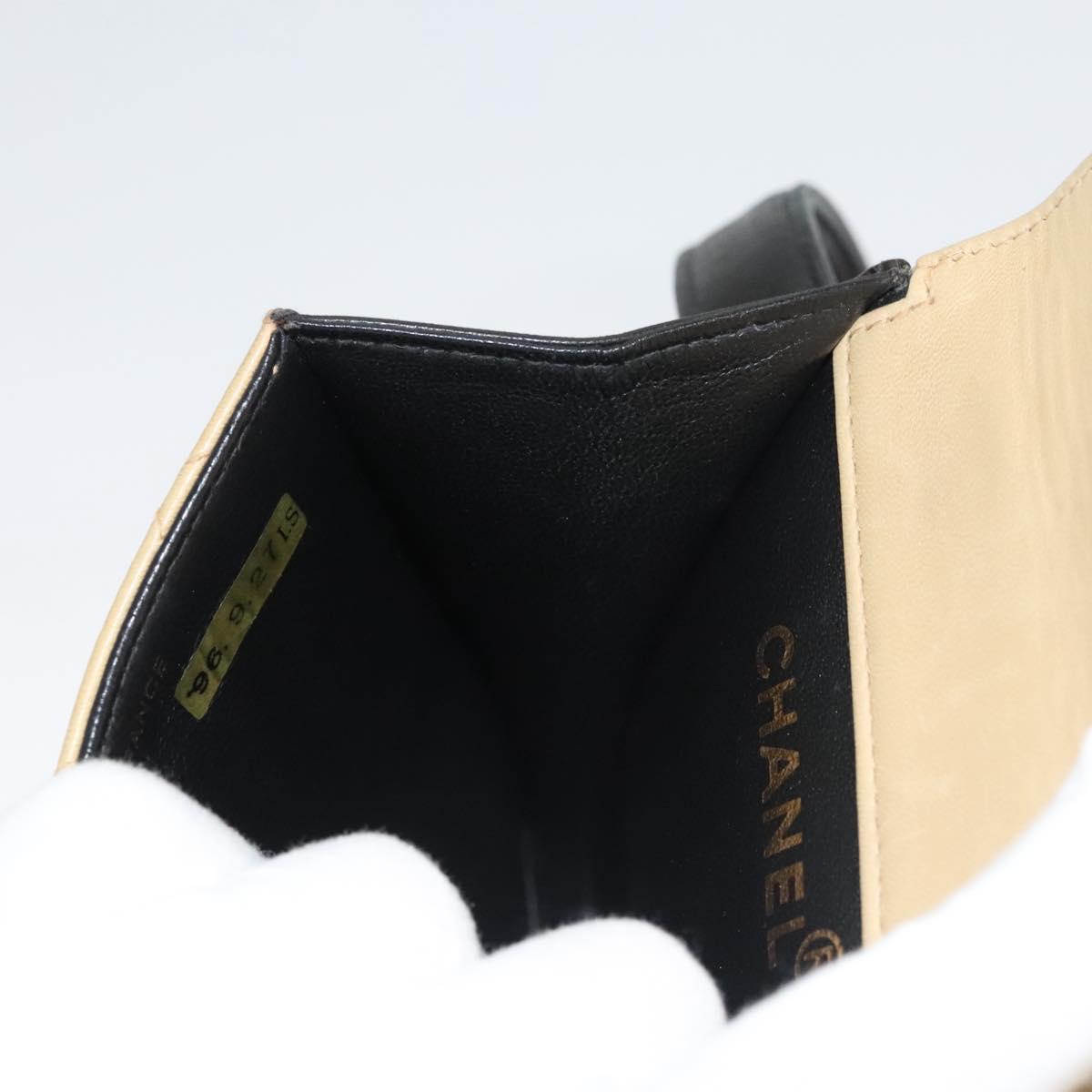 CHANEL Hand Bag Lamb Skin Beige CC Auth 117841