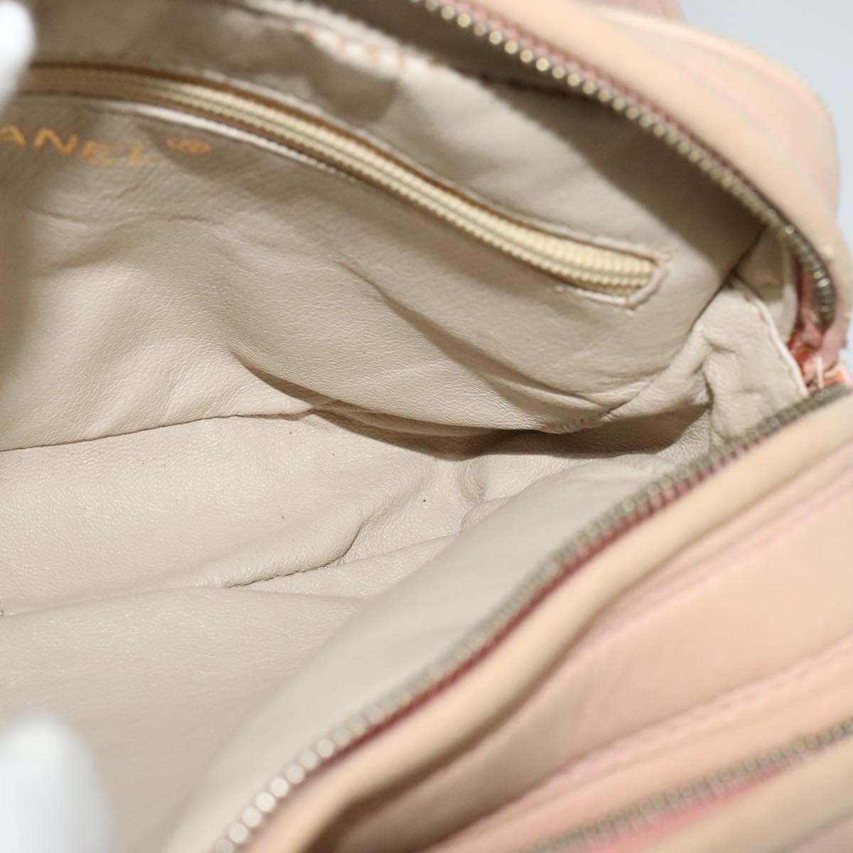 CHANEL Matelasse Shoulder Bag Lamb Skin Pink CC Auth 117845