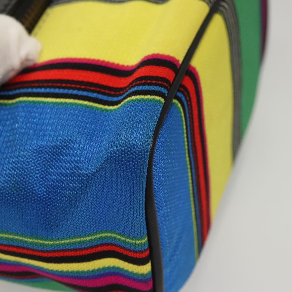 Gianni Versace Vanity Pouch Canvas Multicolor Gold Auth 117852