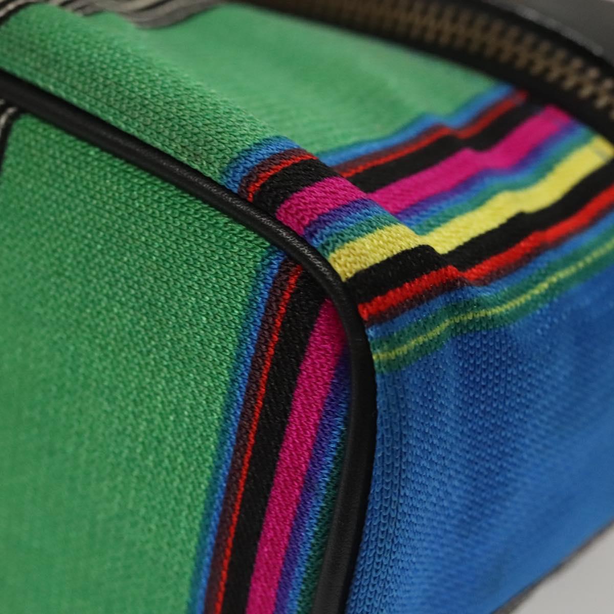 Gianni Versace Vanity Pouch Canvas Multicolor Gold Auth 117852