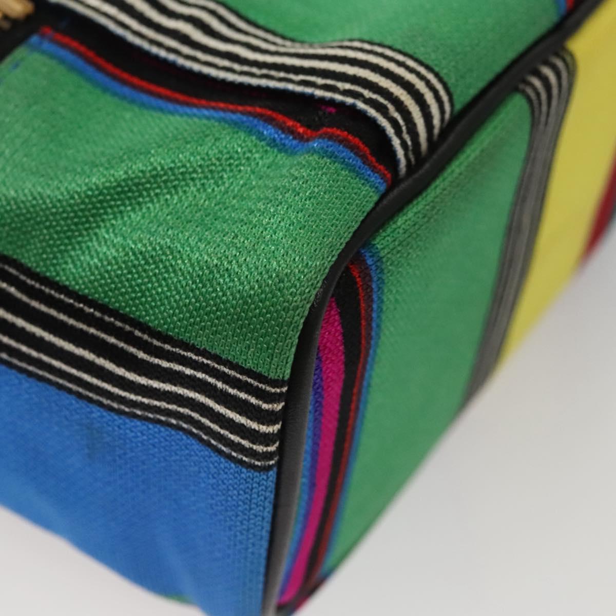 Gianni Versace Vanity Pouch Canvas Multicolor Gold Auth 117852