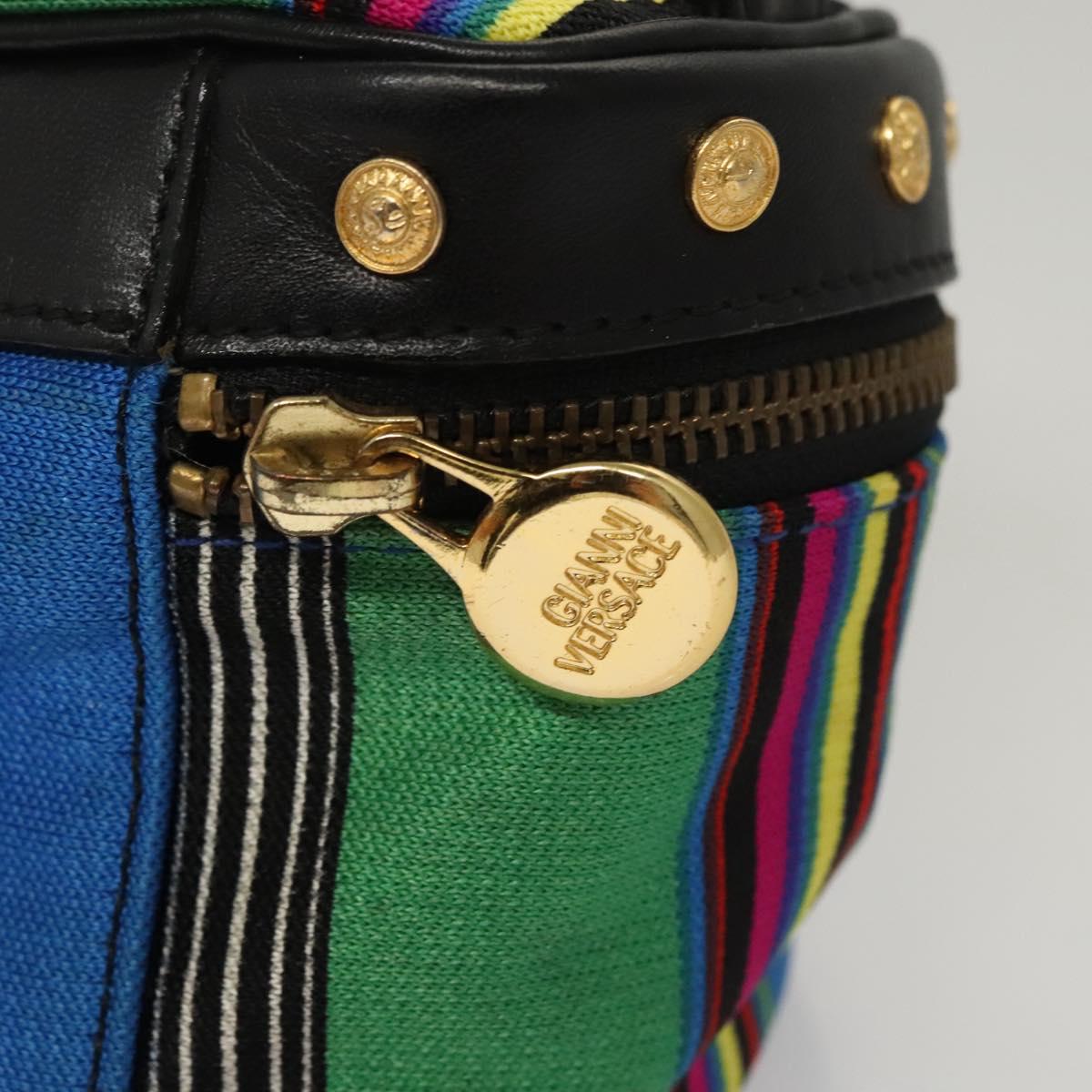 Gianni Versace Vanity Pouch Canvas Multicolor Gold Auth 117852