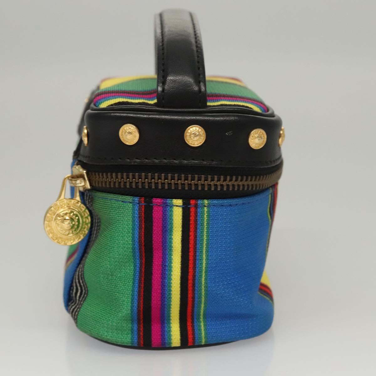 Gianni Versace Vanity Pouch Canvas Multicolor Gold Auth 117852