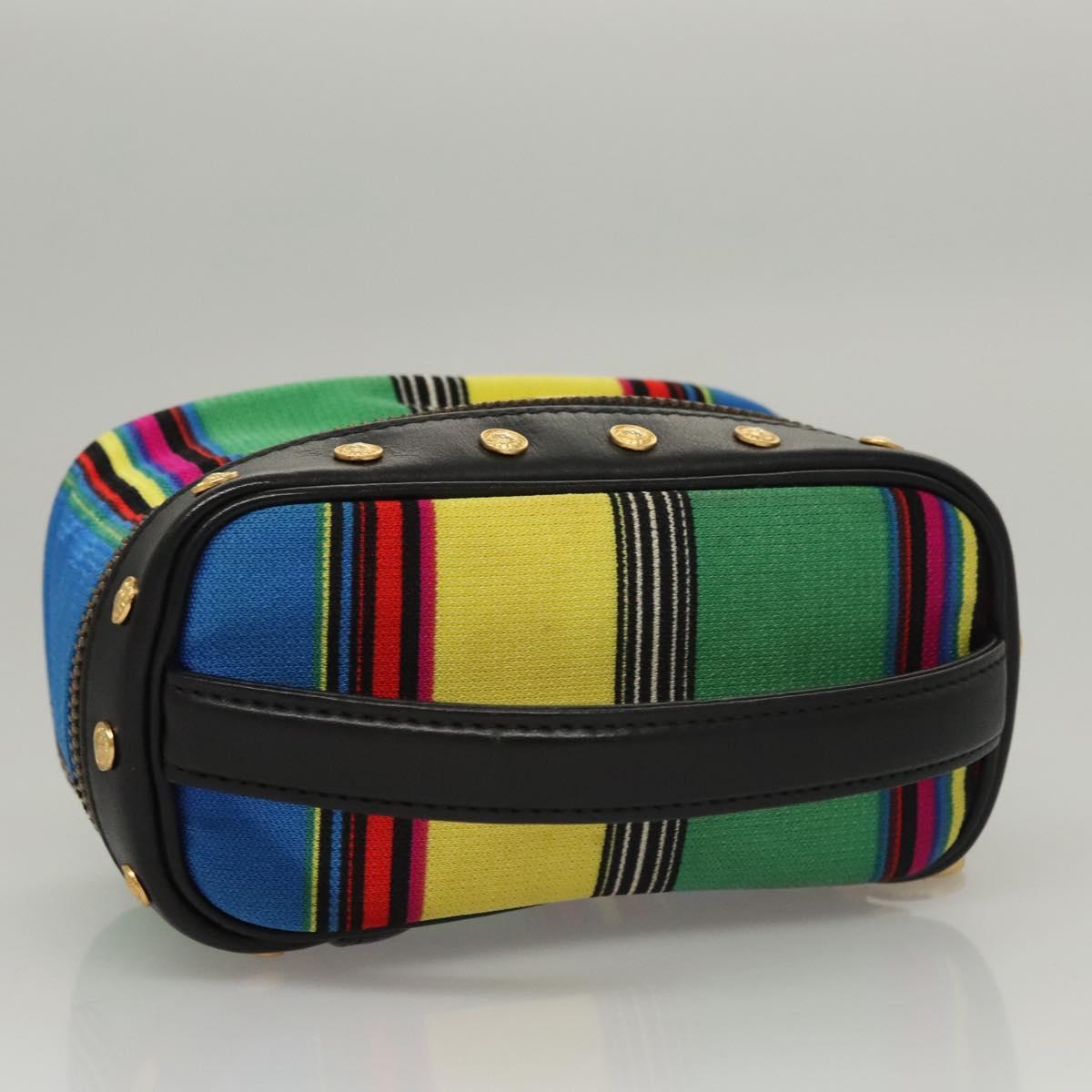 Gianni Versace Vanity Pouch Canvas Multicolor Gold Auth 117852