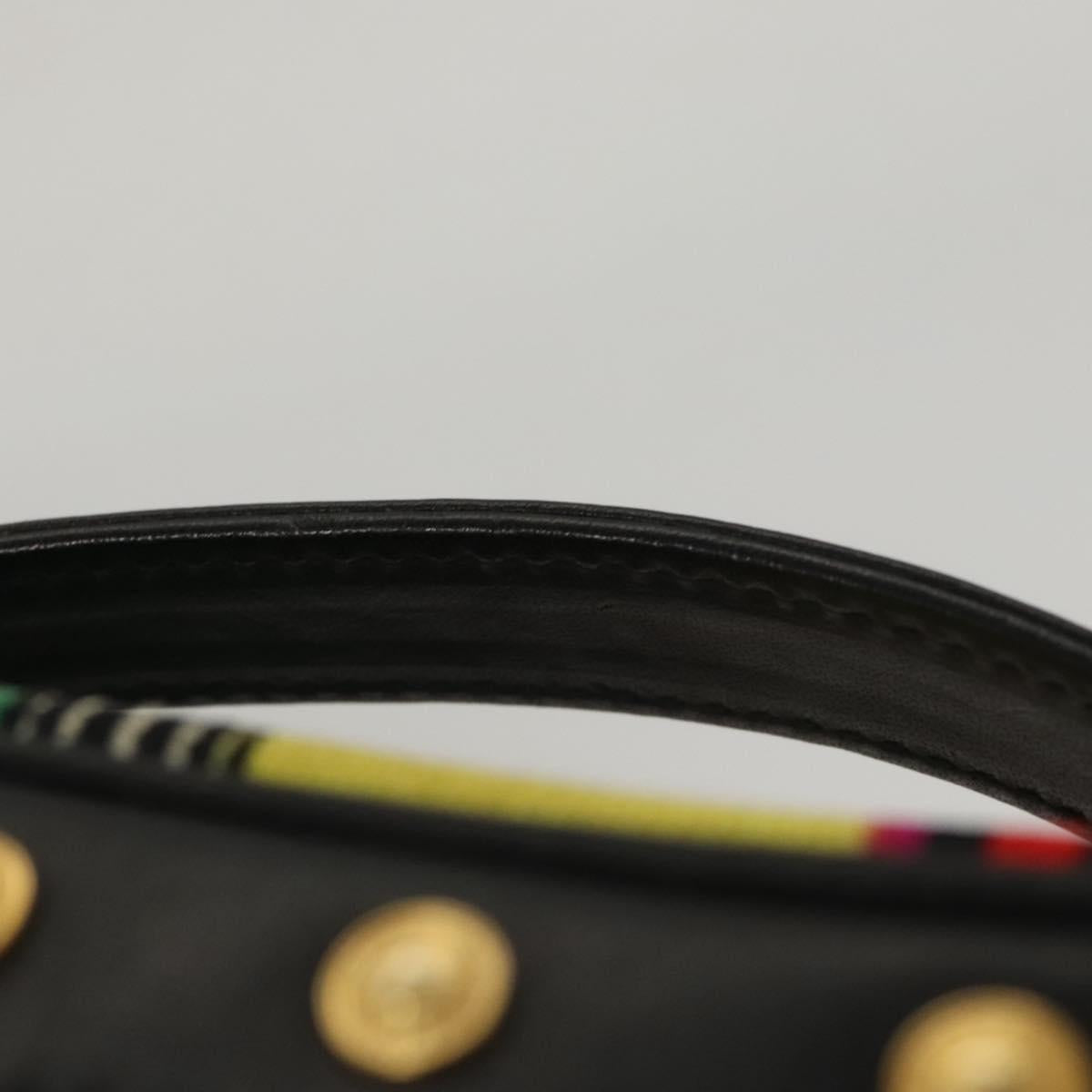 Gianni Versace Vanity Pouch Canvas Multicolor Gold Auth 117852