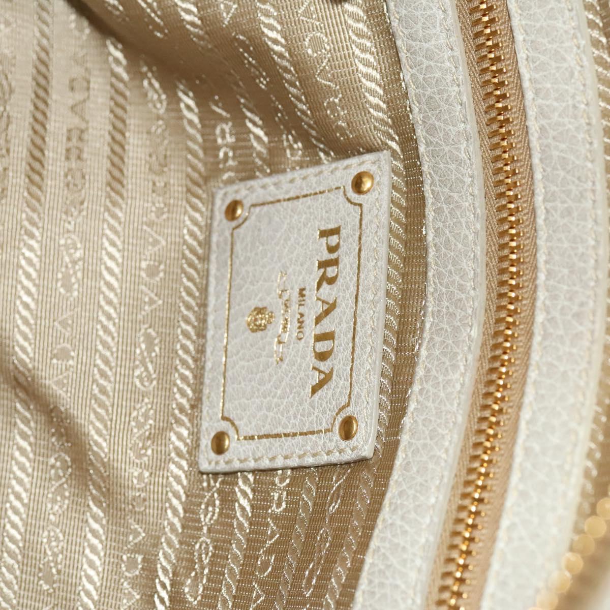 PRADA Hand Bag Canvas 2way Beige Gold Auth 117858