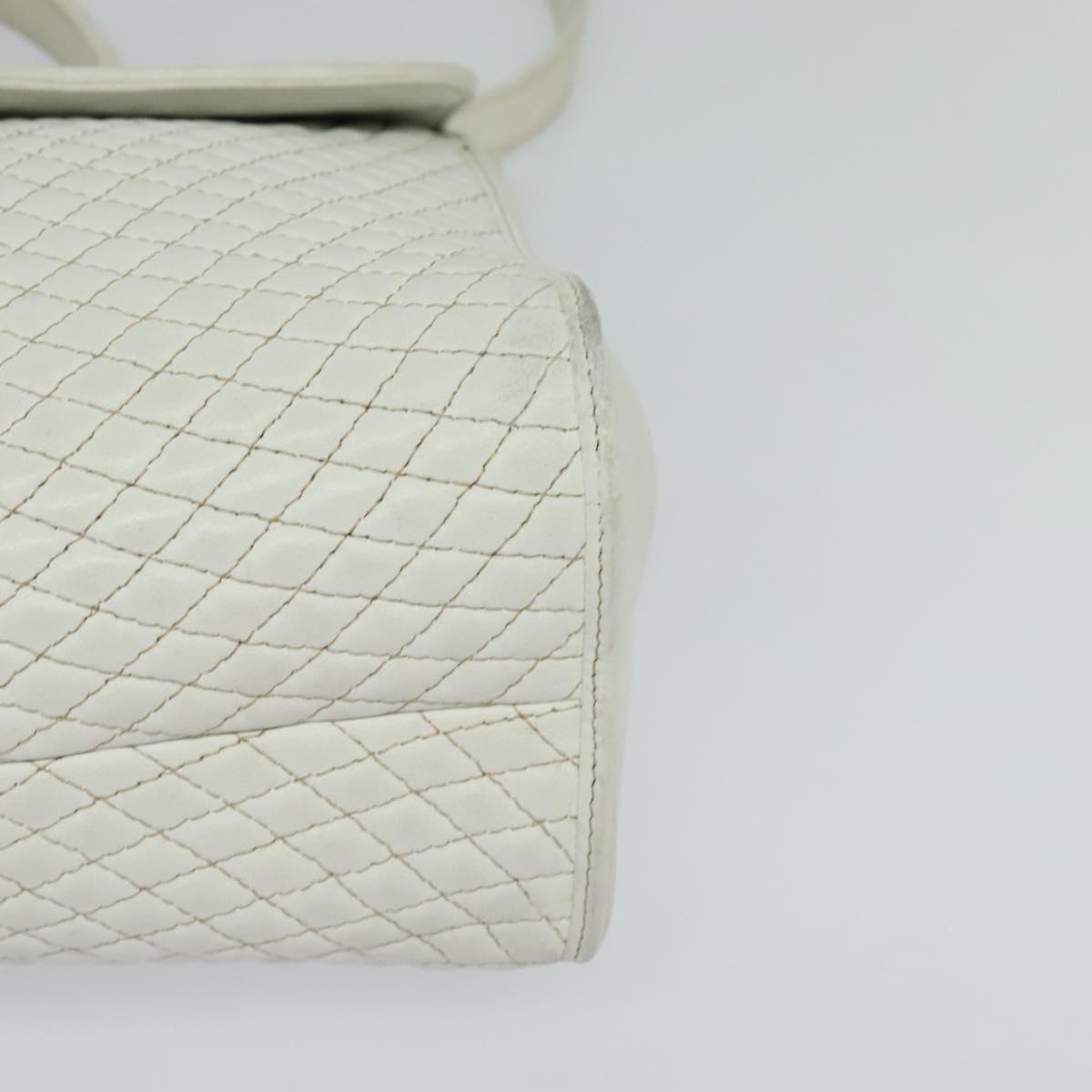 BALLY Hand Bag Leather 2way White Gold Auth 117861