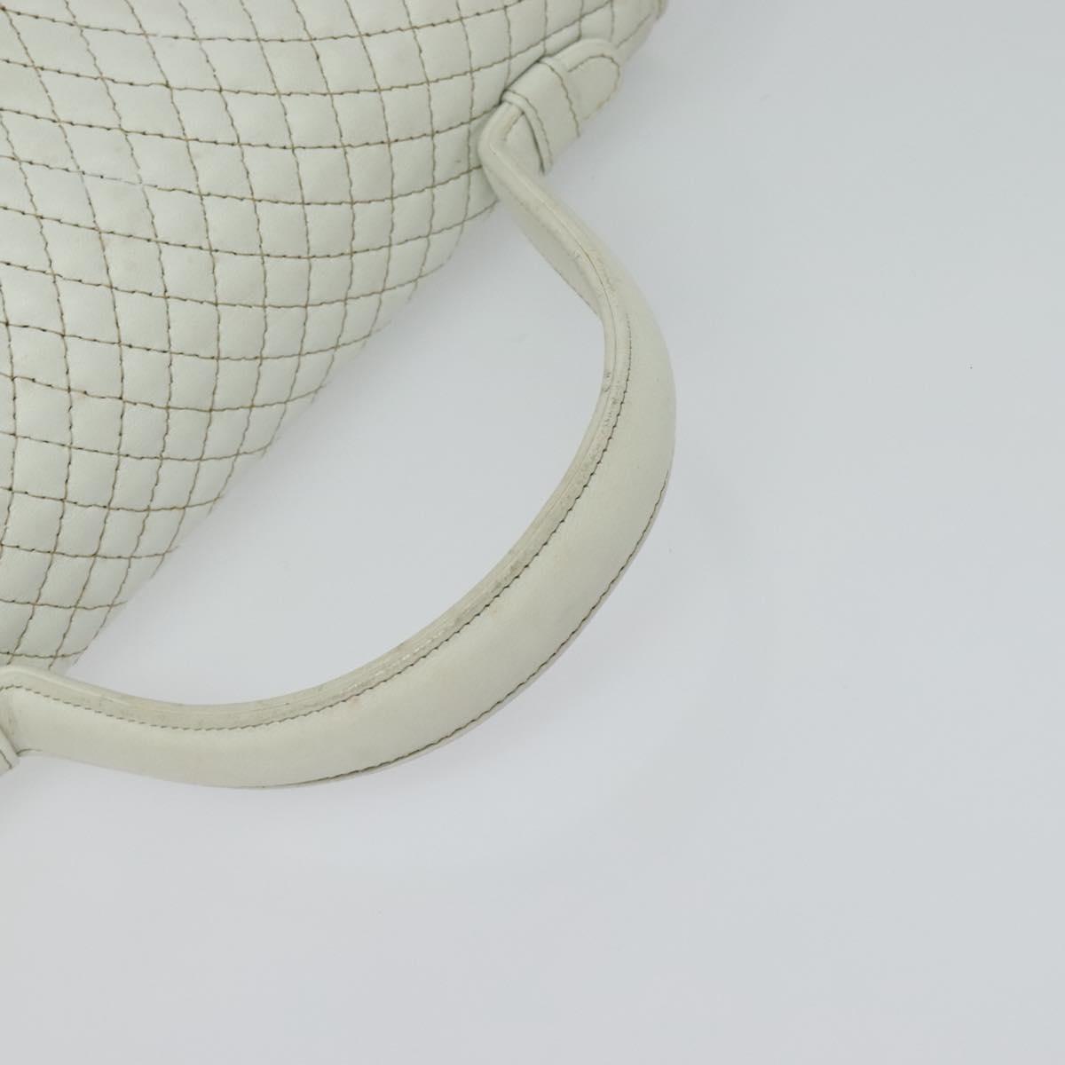 BALLY Hand Bag Leather 2way White Gold Auth 117861