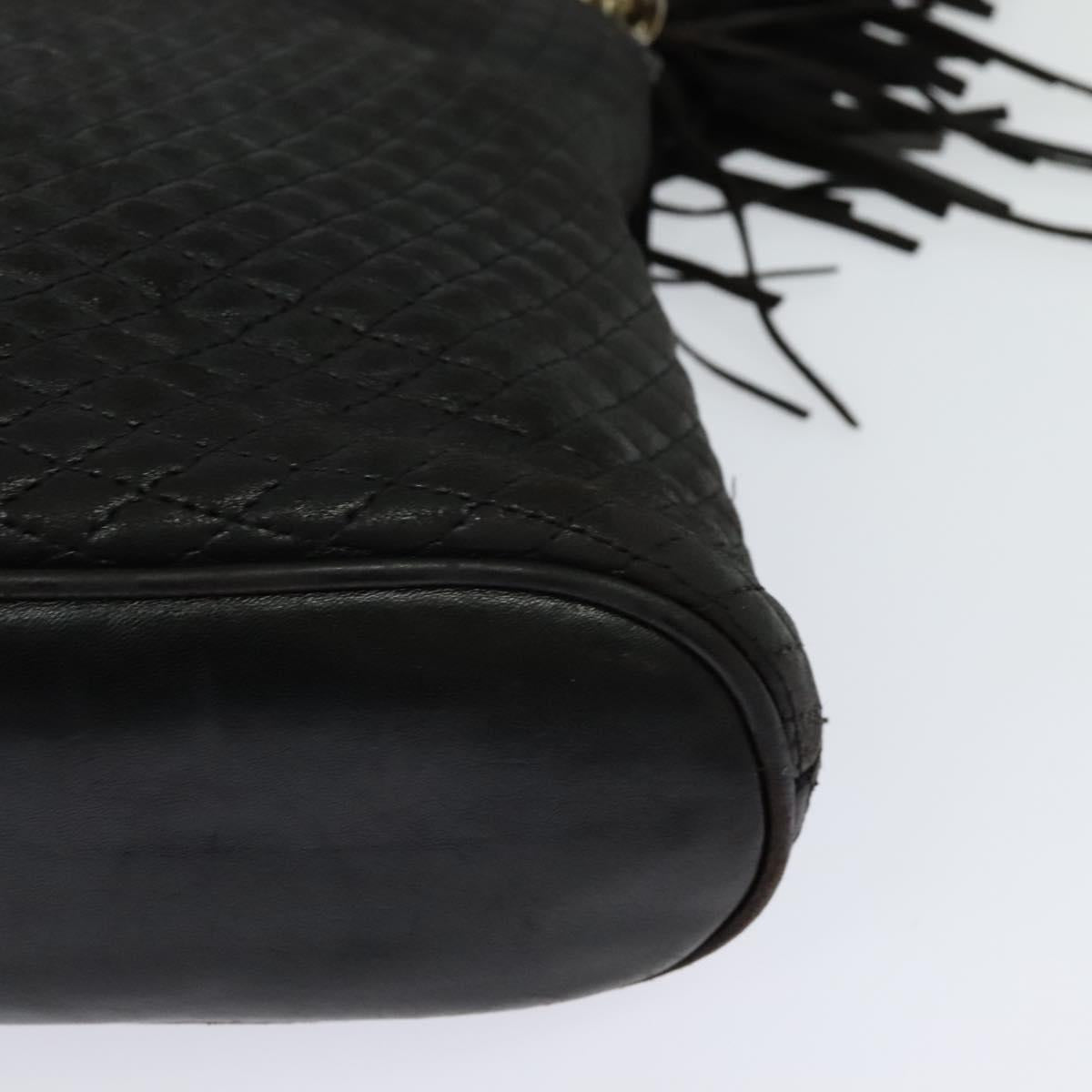 BALLY Chain Shoulder Bag Leather Black Auth 117884