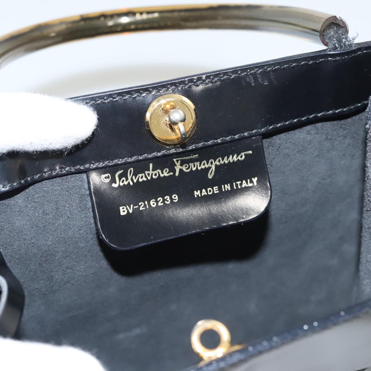 Salvatore Ferragamo Hand Bag Patent leather Black Auth 117886