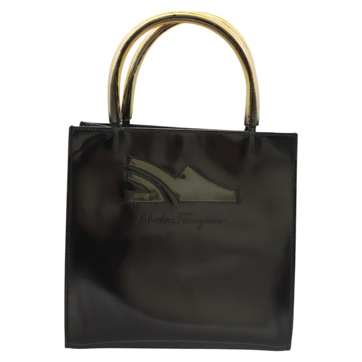 Salvatore Ferragamo Hand Bag Patent leather Black Auth 117886