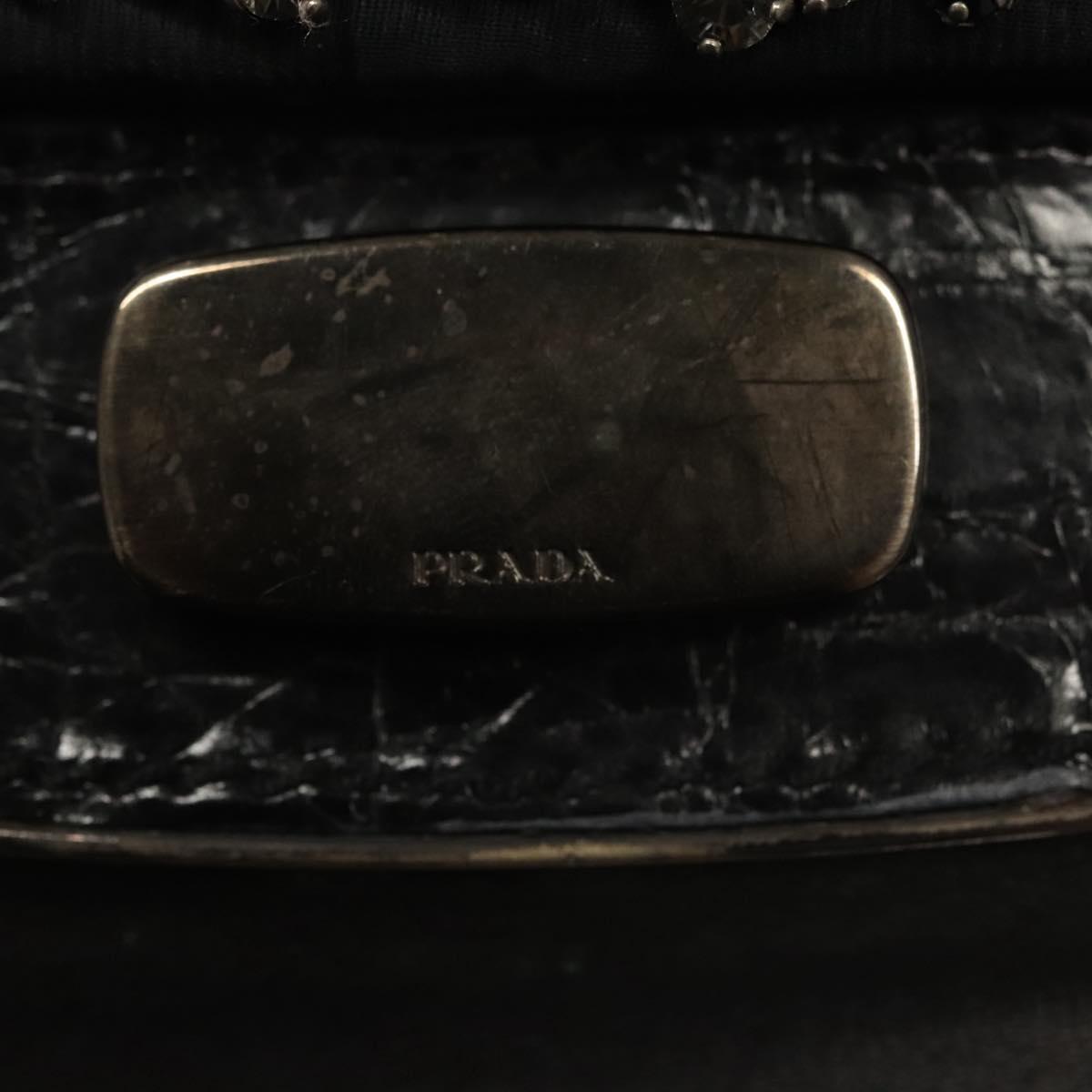 PRADA Shoulder Bag Leather Black Auth 117887