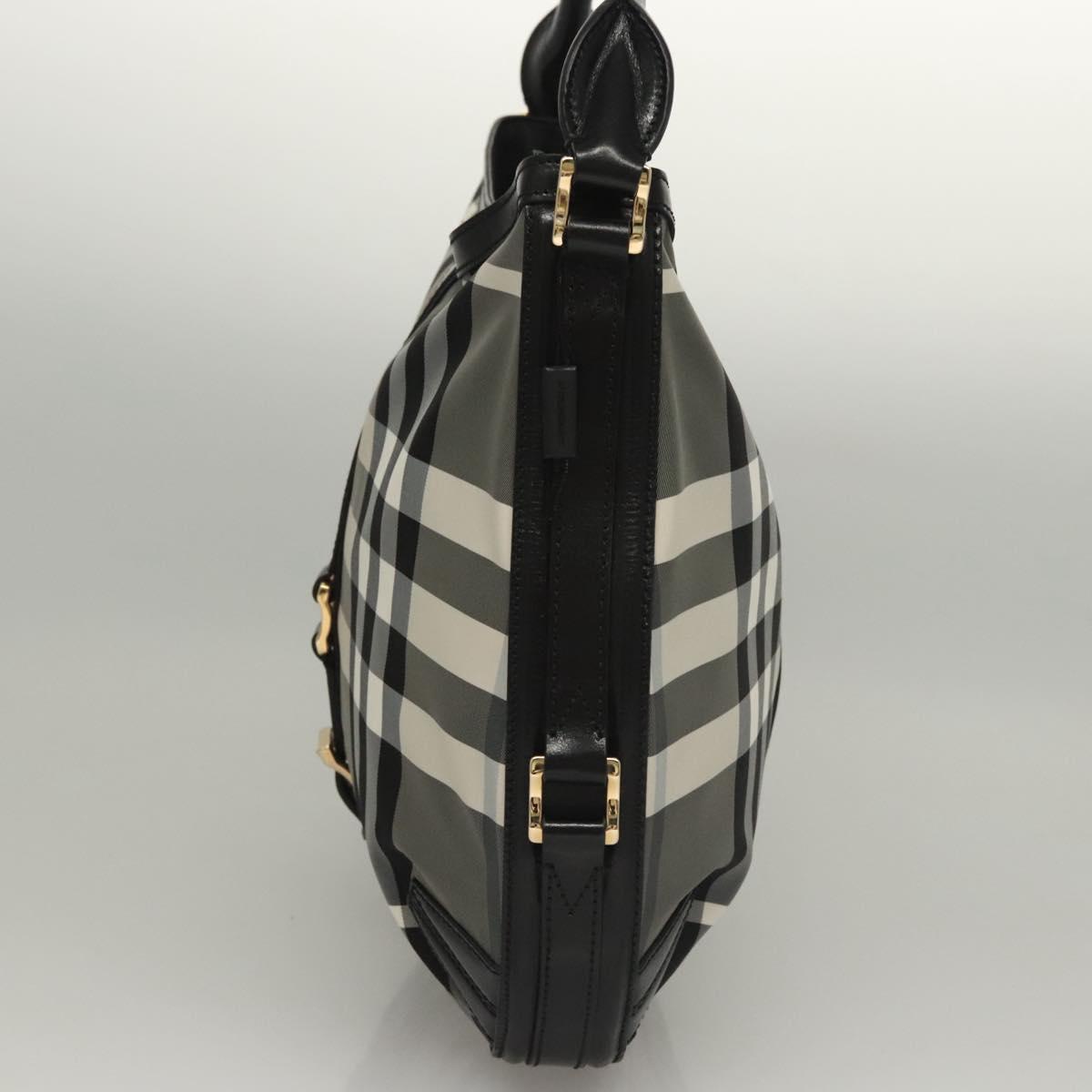 BURBERRY Nova Check Shoulder Bag Nylon Black Gold Auth 117888