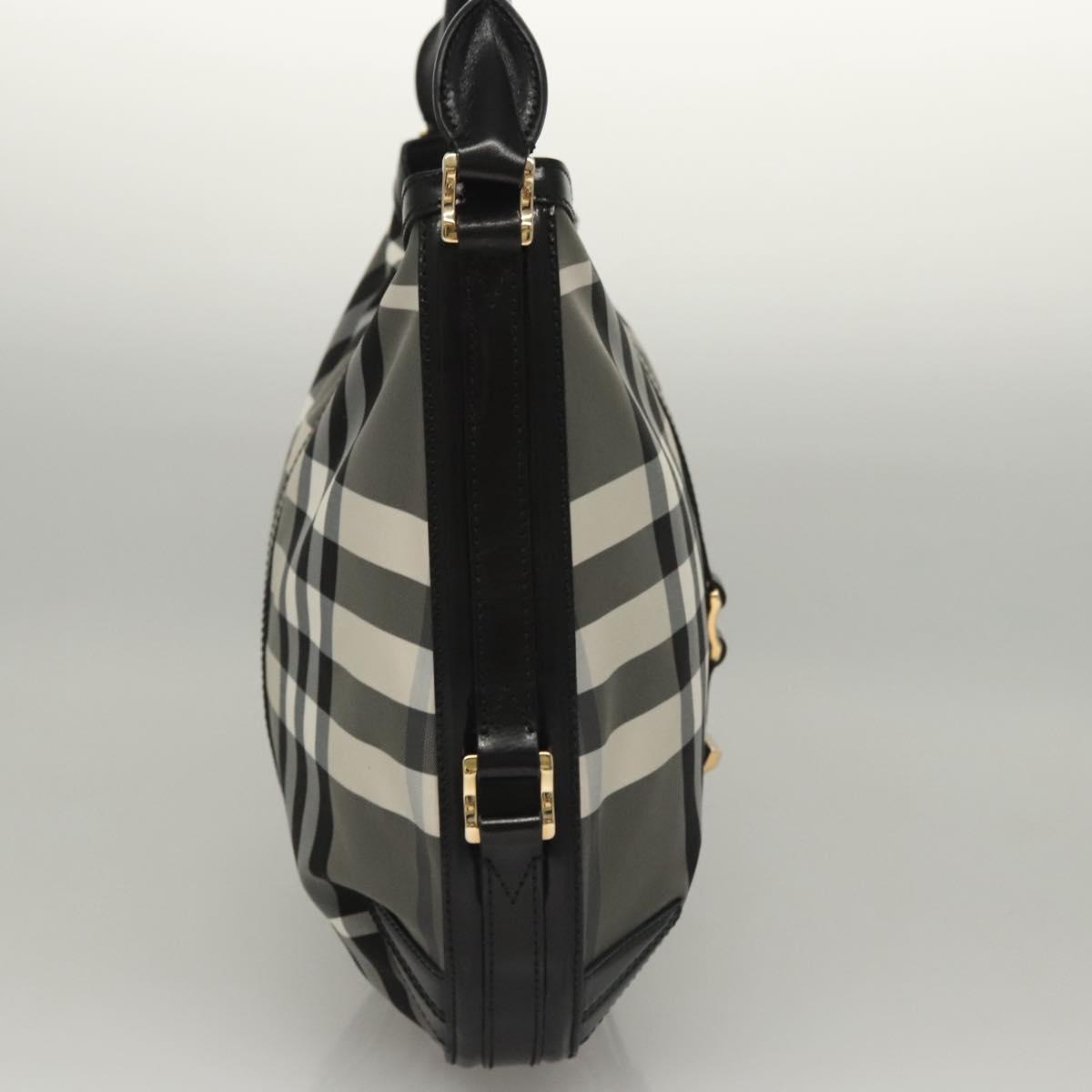 BURBERRY Nova Check Shoulder Bag Nylon Black Gold Auth 117888