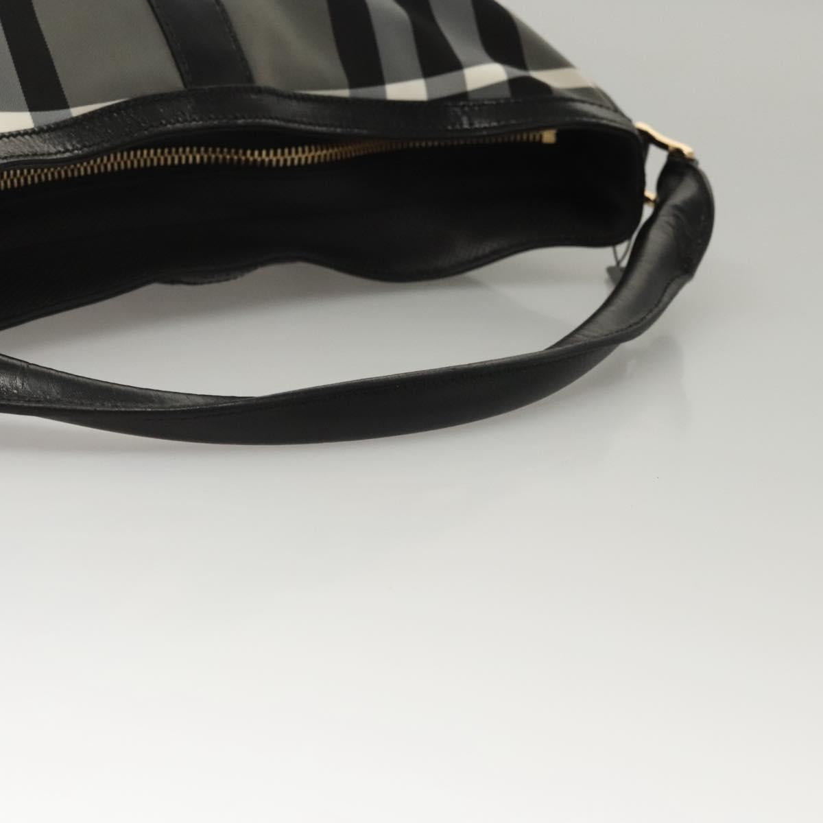 BURBERRY Nova Check Shoulder Bag Nylon Black Gold Auth 117888