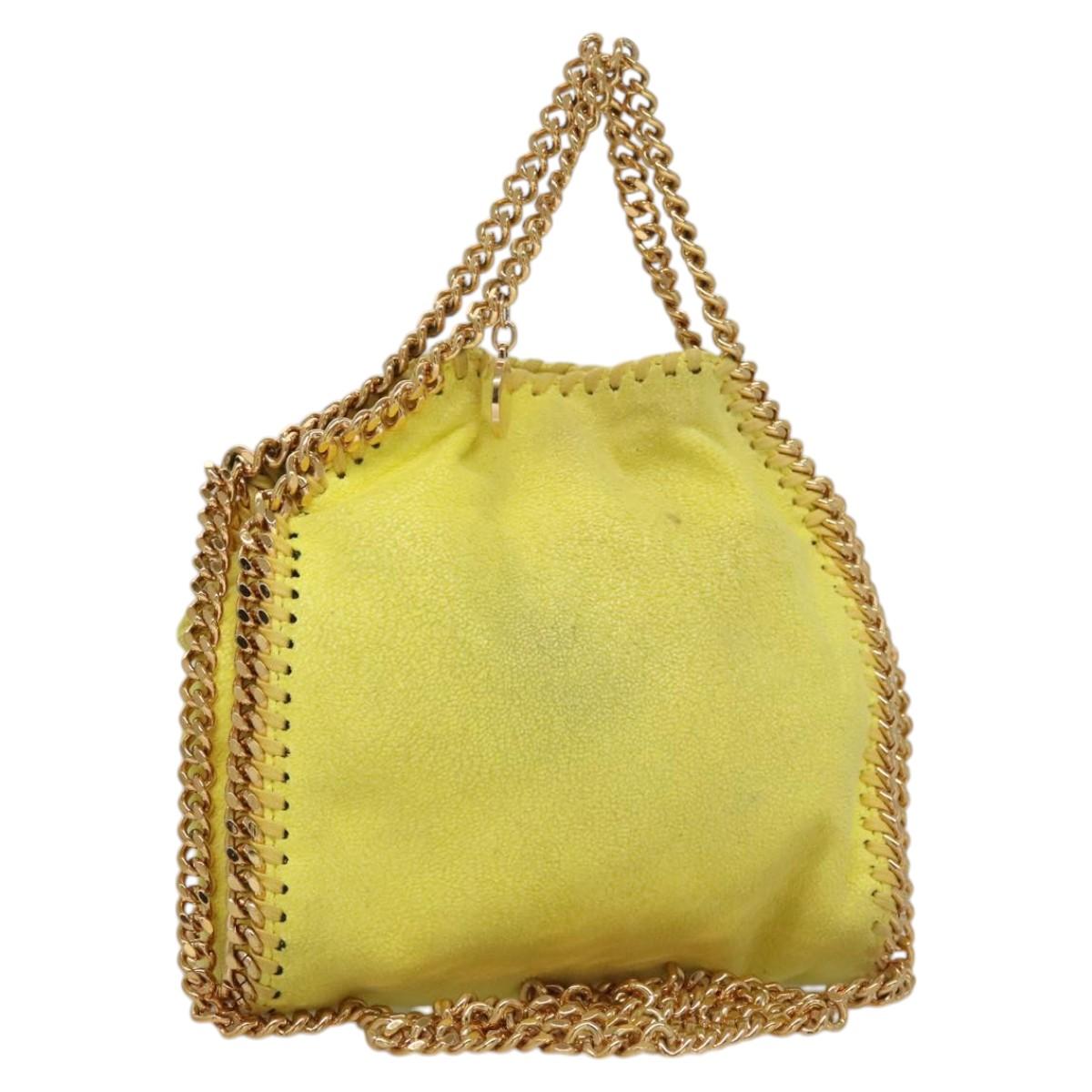 Stella MacCartney Chain Falabella Shoulder Bag Suede Yellow Gold Auth 117893