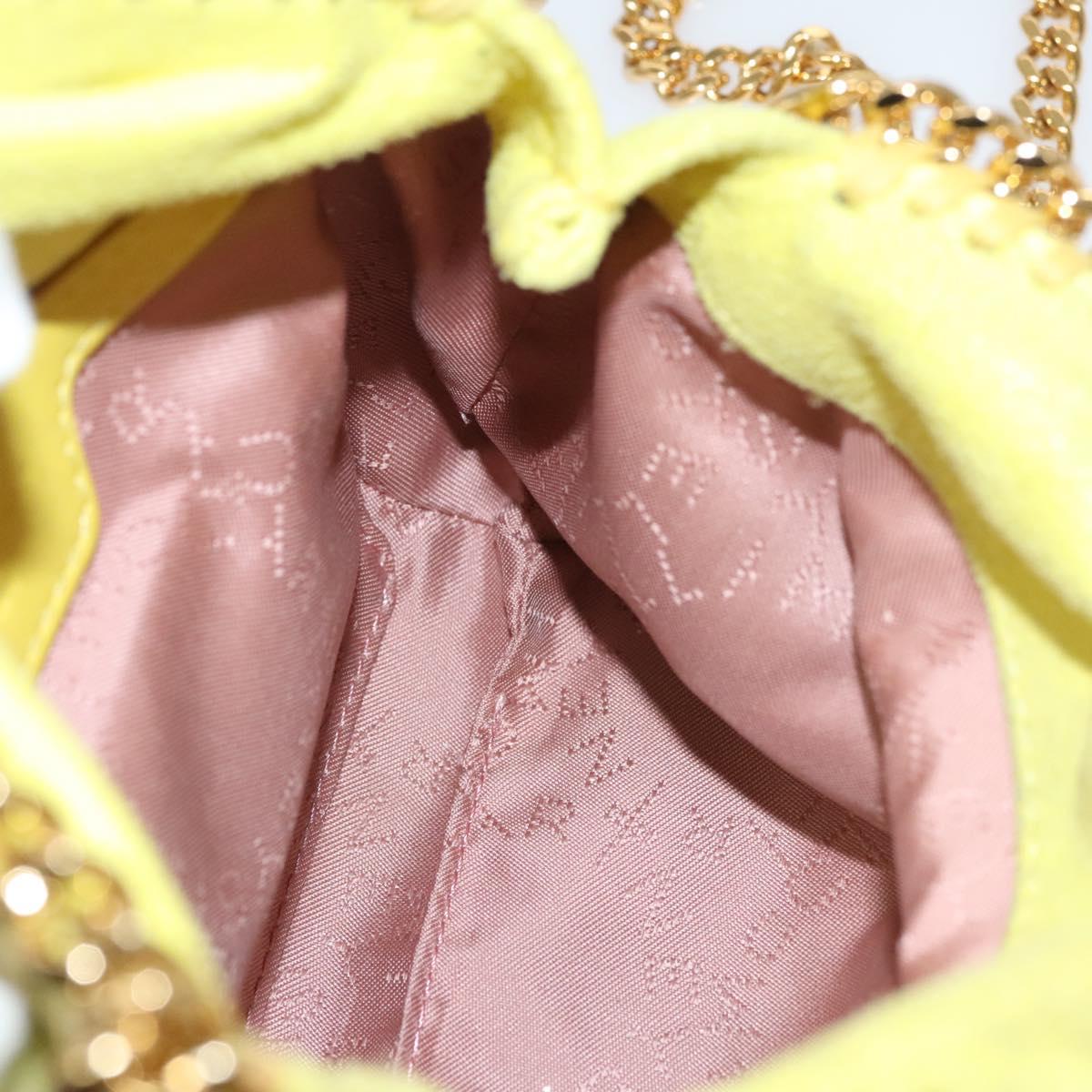Stella MacCartney Chain Falabella Shoulder Bag Suede Yellow Gold Auth 117893
