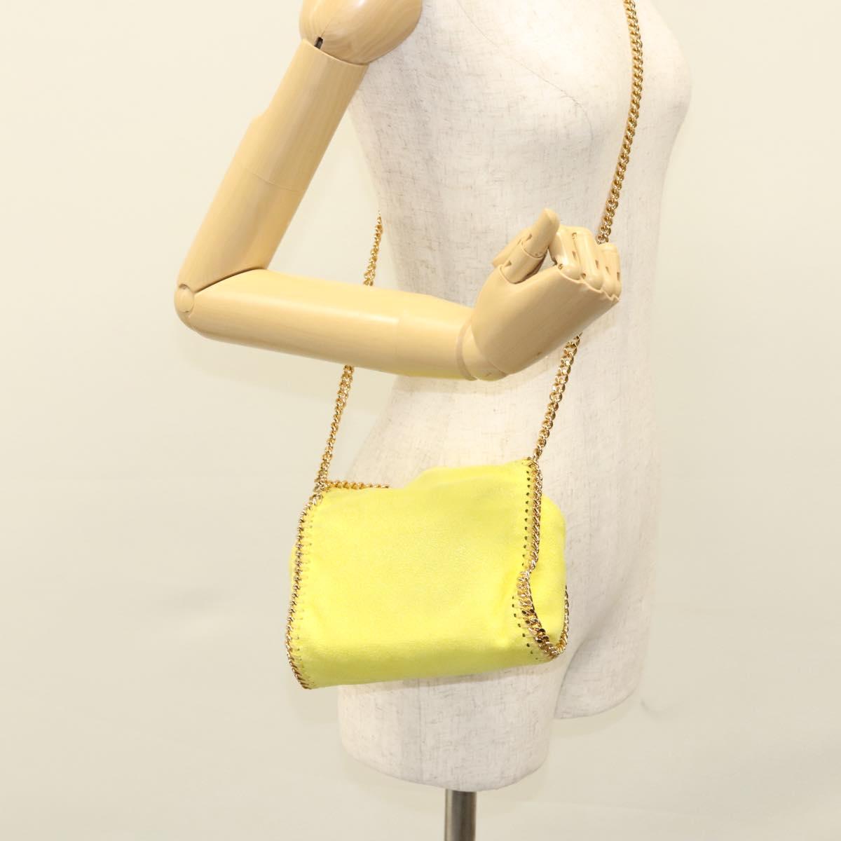 Stella MacCartney Chain Falabella Shoulder Bag Suede Yellow Gold Auth 117893