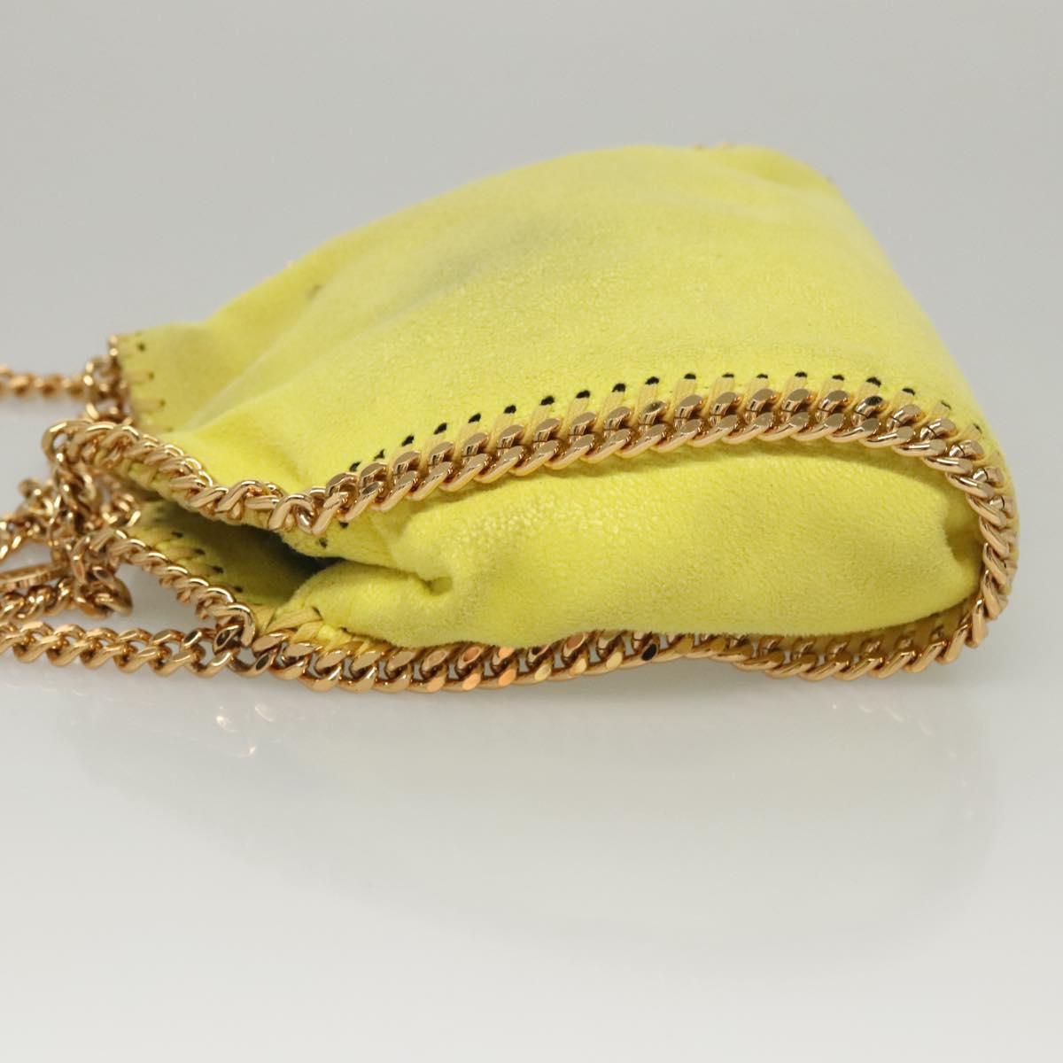 Stella MacCartney Chain Falabella Shoulder Bag Suede Yellow Gold Auth 117893