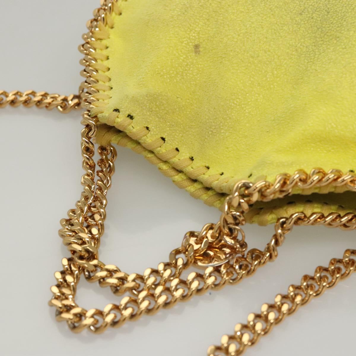 Stella MacCartney Chain Falabella Shoulder Bag Suede Yellow Gold Auth 117893
