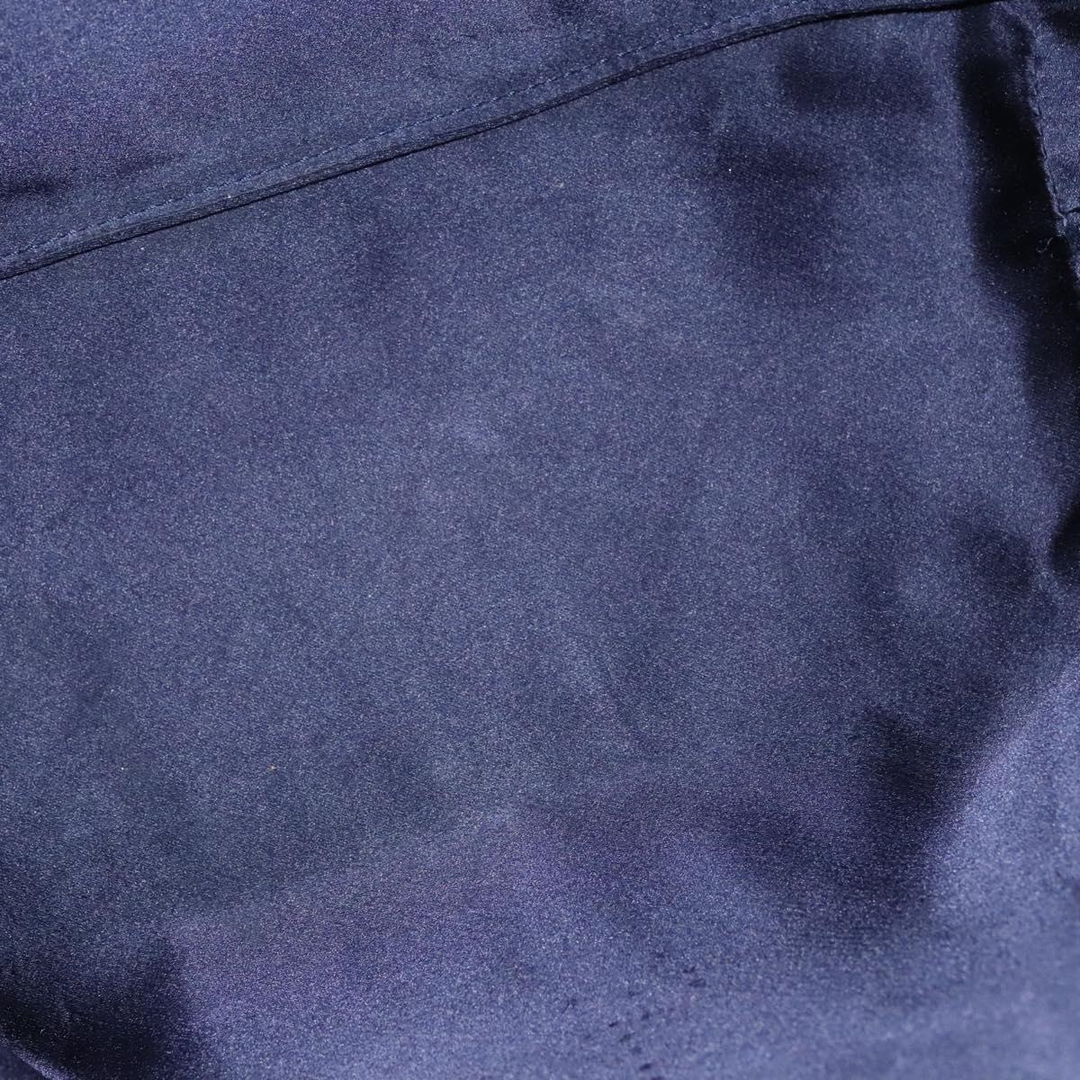 FENDI Zucchino Canvas Tote Bag Nylon Navy Silver Auth 117895