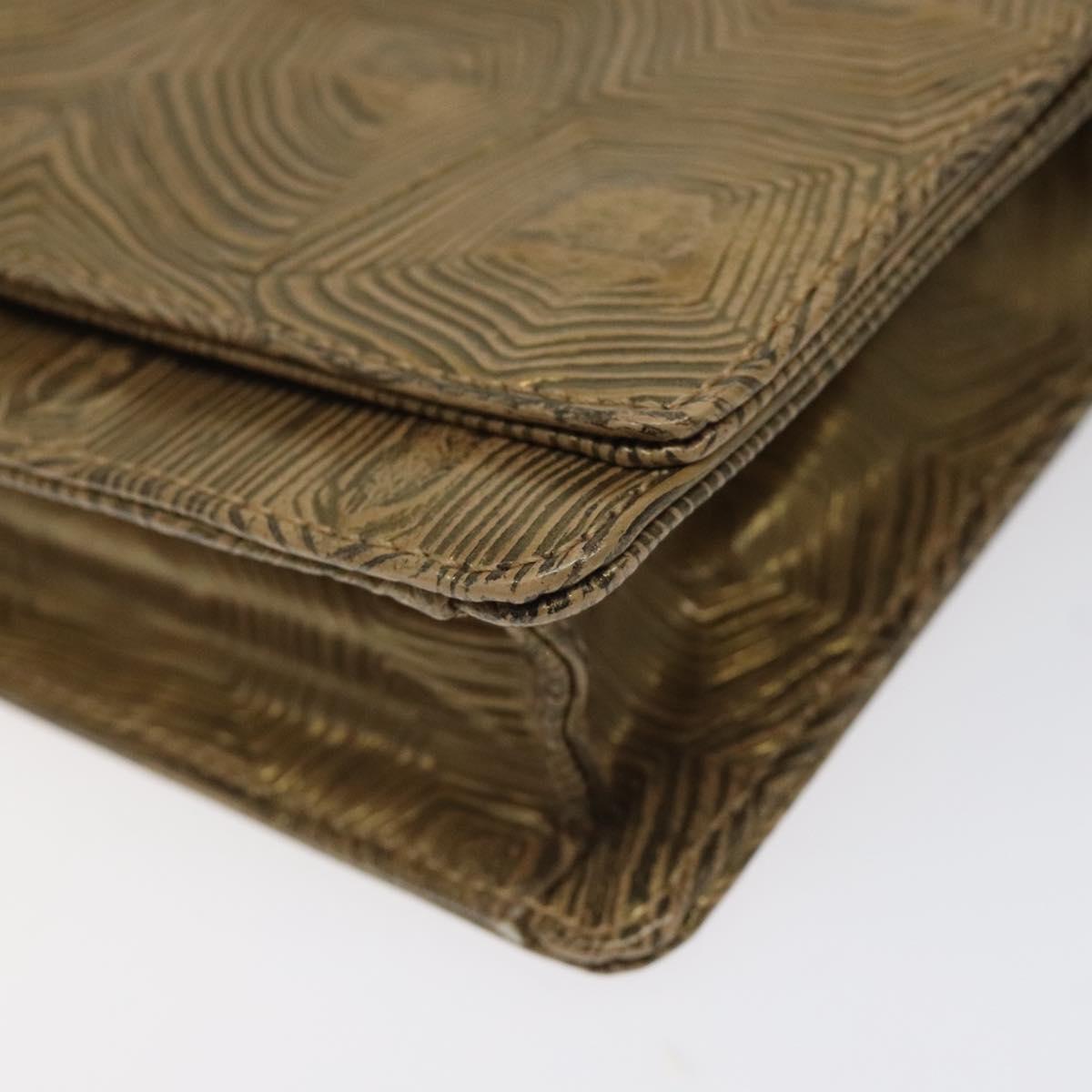 PRADA Shoulder Bag Leather Gold Auth 117899