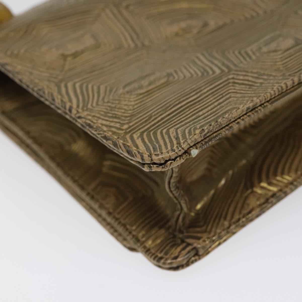 PRADA Shoulder Bag Leather Gold Auth 117899