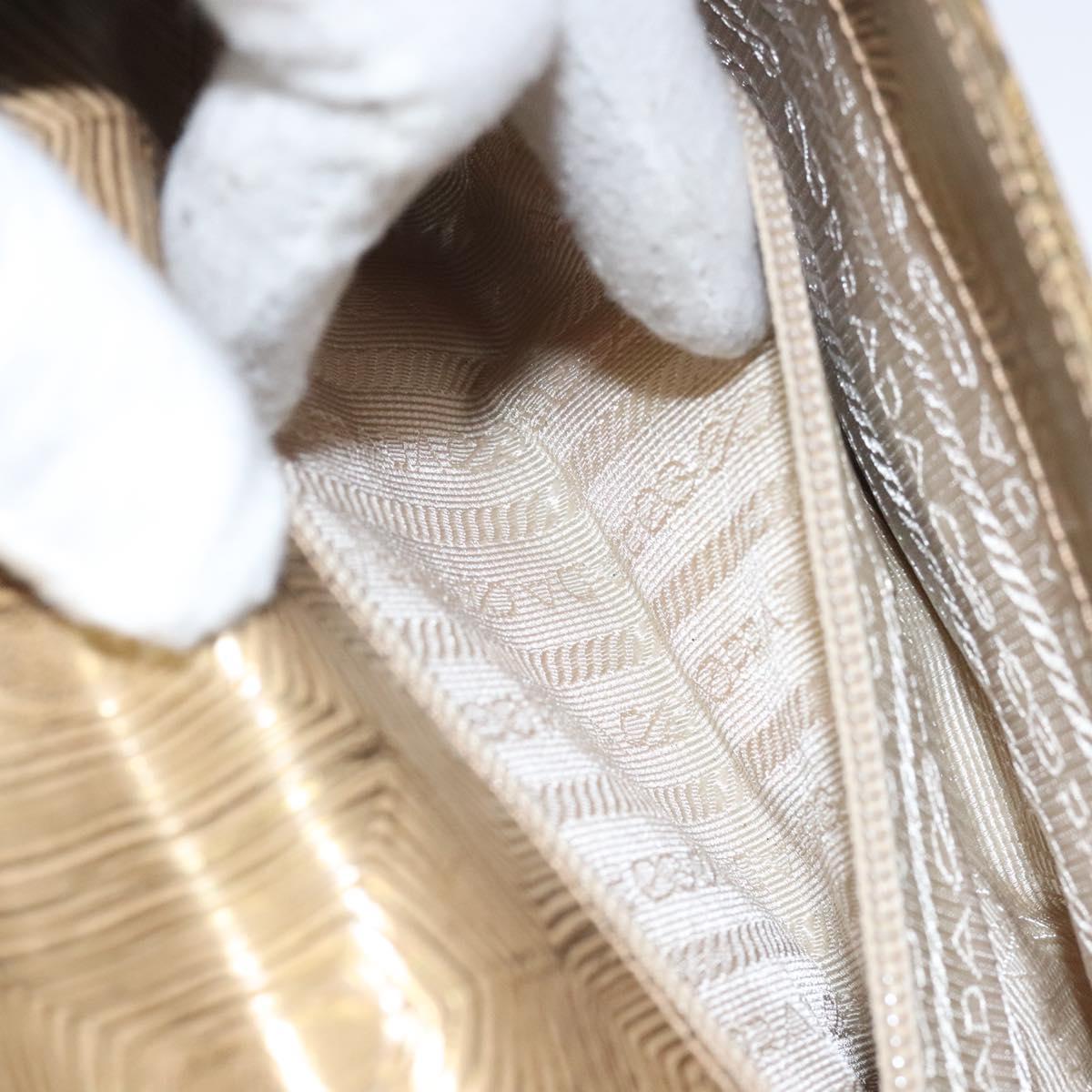 PRADA Shoulder Bag Leather Gold Auth 117899