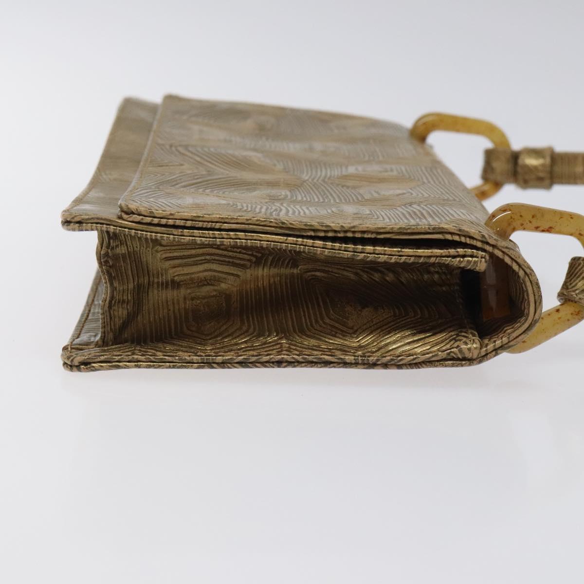 PRADA Shoulder Bag Leather Gold Auth 117899