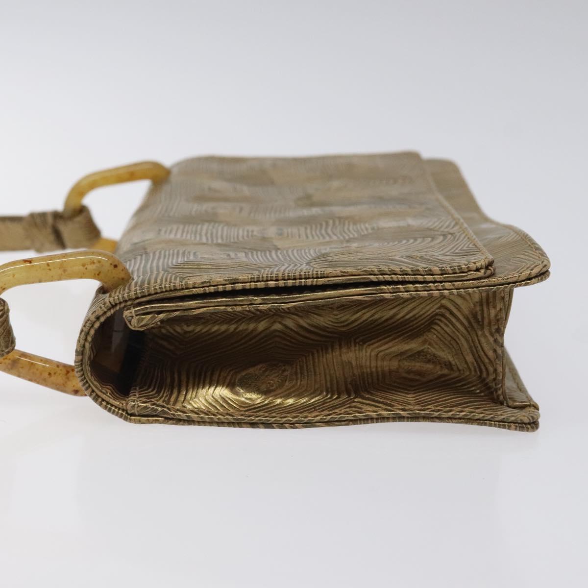 PRADA Shoulder Bag Leather Gold Auth 117899