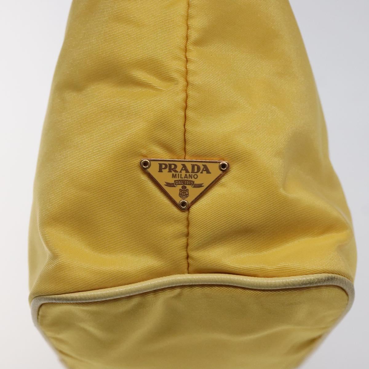 PRADA Chain Shoulder Bag Nylon Yellow Gold Auth 117900A