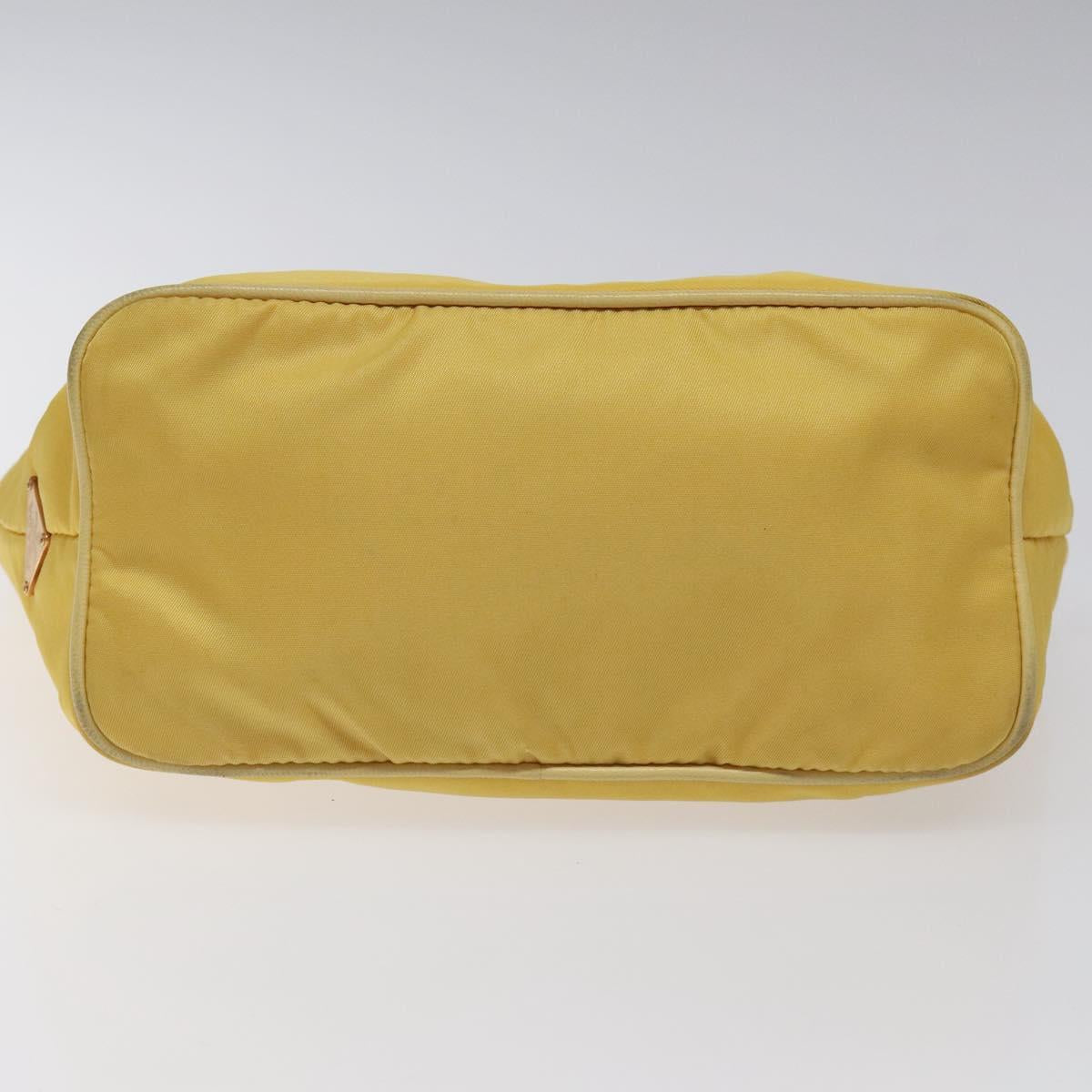 PRADA Chain Shoulder Bag Nylon Yellow Gold Auth 117900A