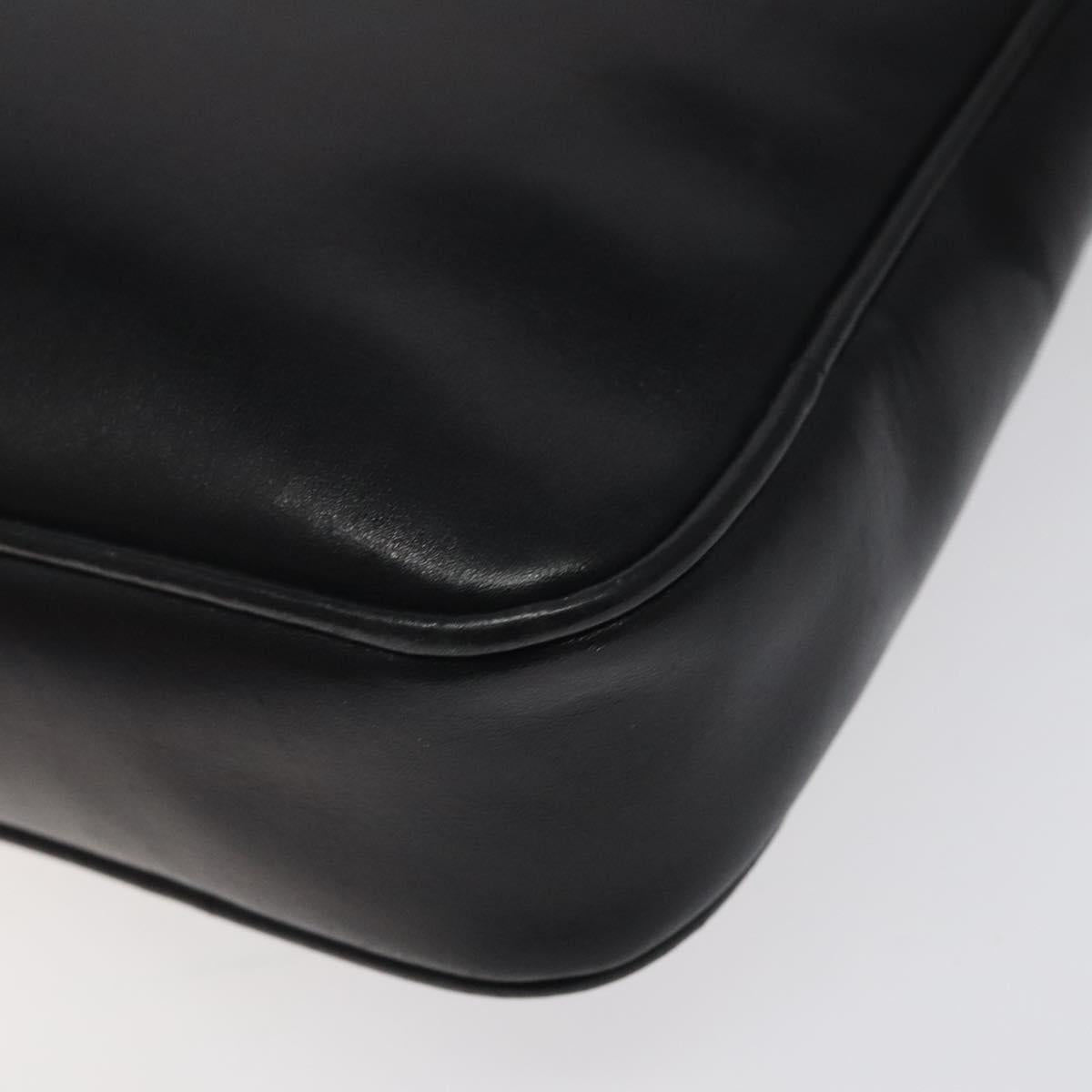 CELINE Shoulder Bag Leather Black Gold Auth 117924