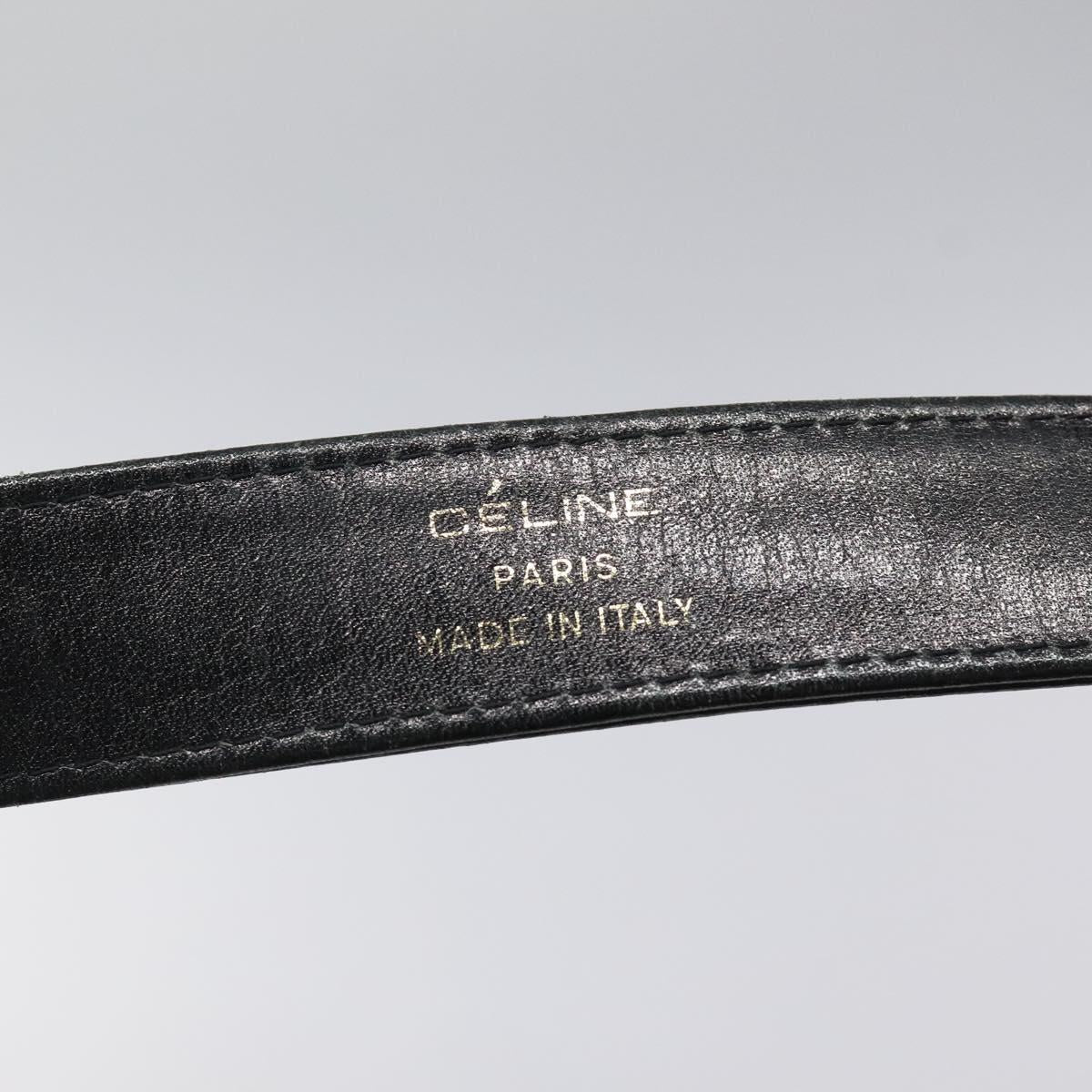 CELINE Shoulder Bag Leather Black Gold Auth 117924