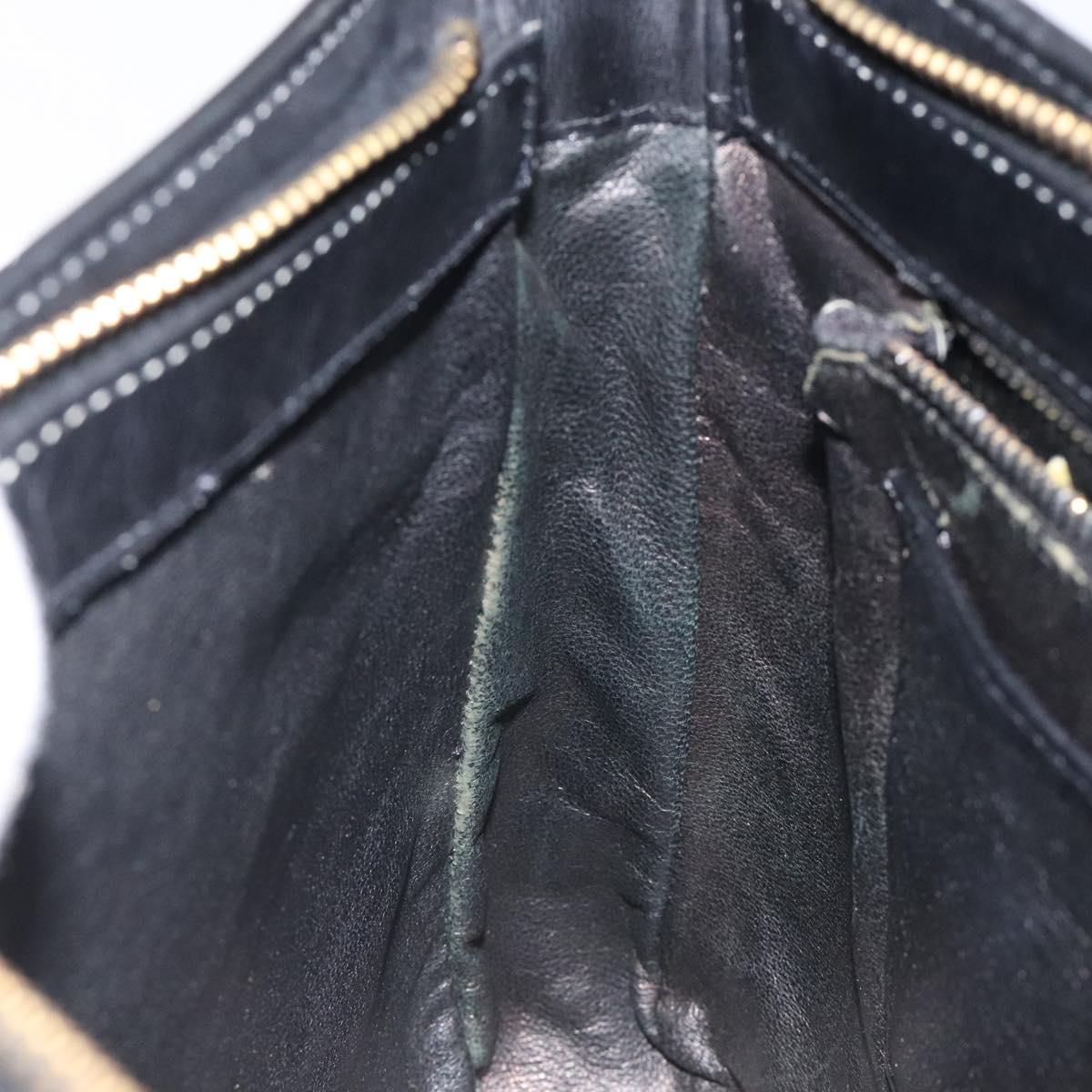 CELINE Shoulder Bag Leather Black Gold Auth 117924