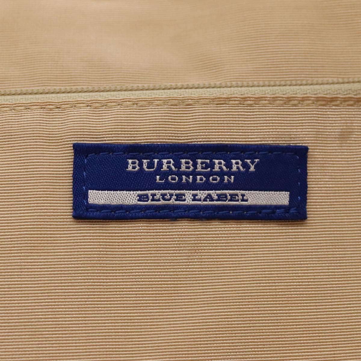 BURBERRY Nova Check Blue Label Tote Bag Canvas Beige Gold Auth 117928