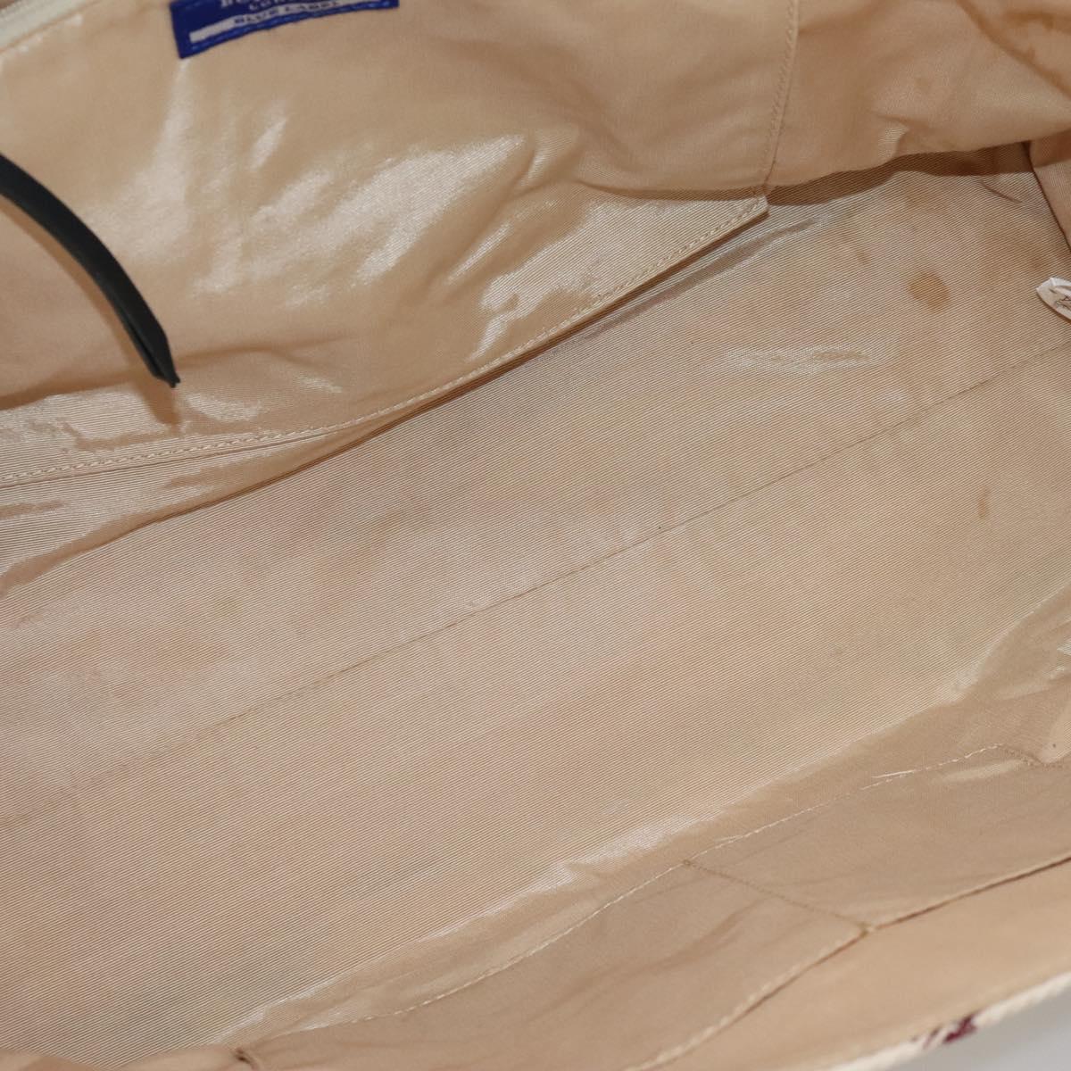 BURBERRY Nova Check Blue Label Tote Bag Canvas Beige Gold Auth 117928