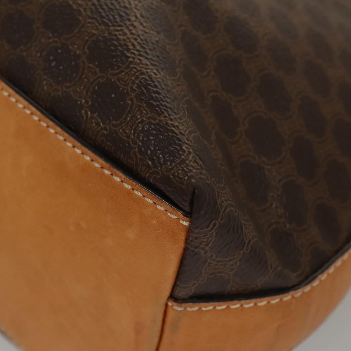 CELINE Macadam Canvas Shoulder Bag PVC Leather Brown Gold Auth 117957