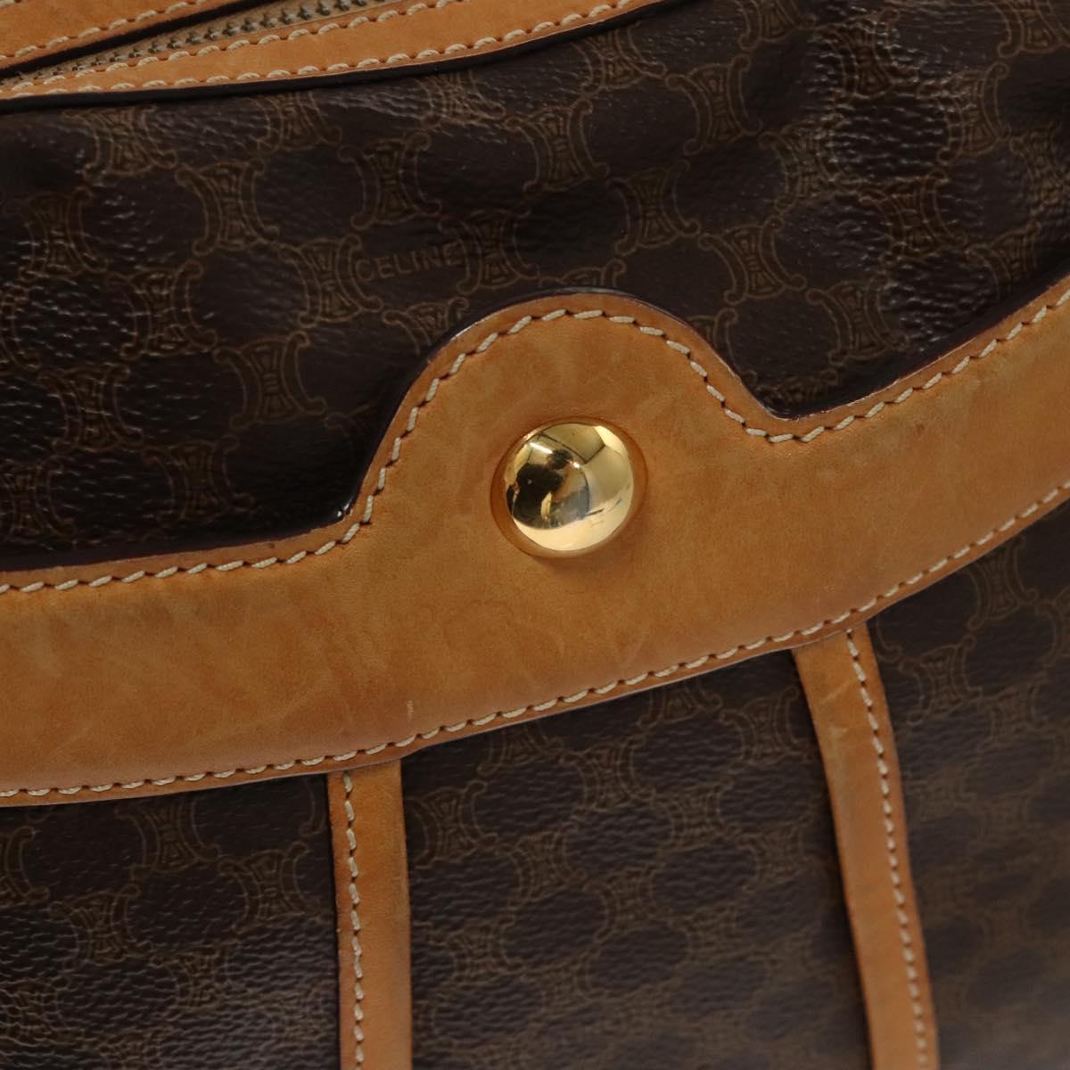 CELINE Macadam Canvas Shoulder Bag PVC Leather Brown Gold Auth 117957