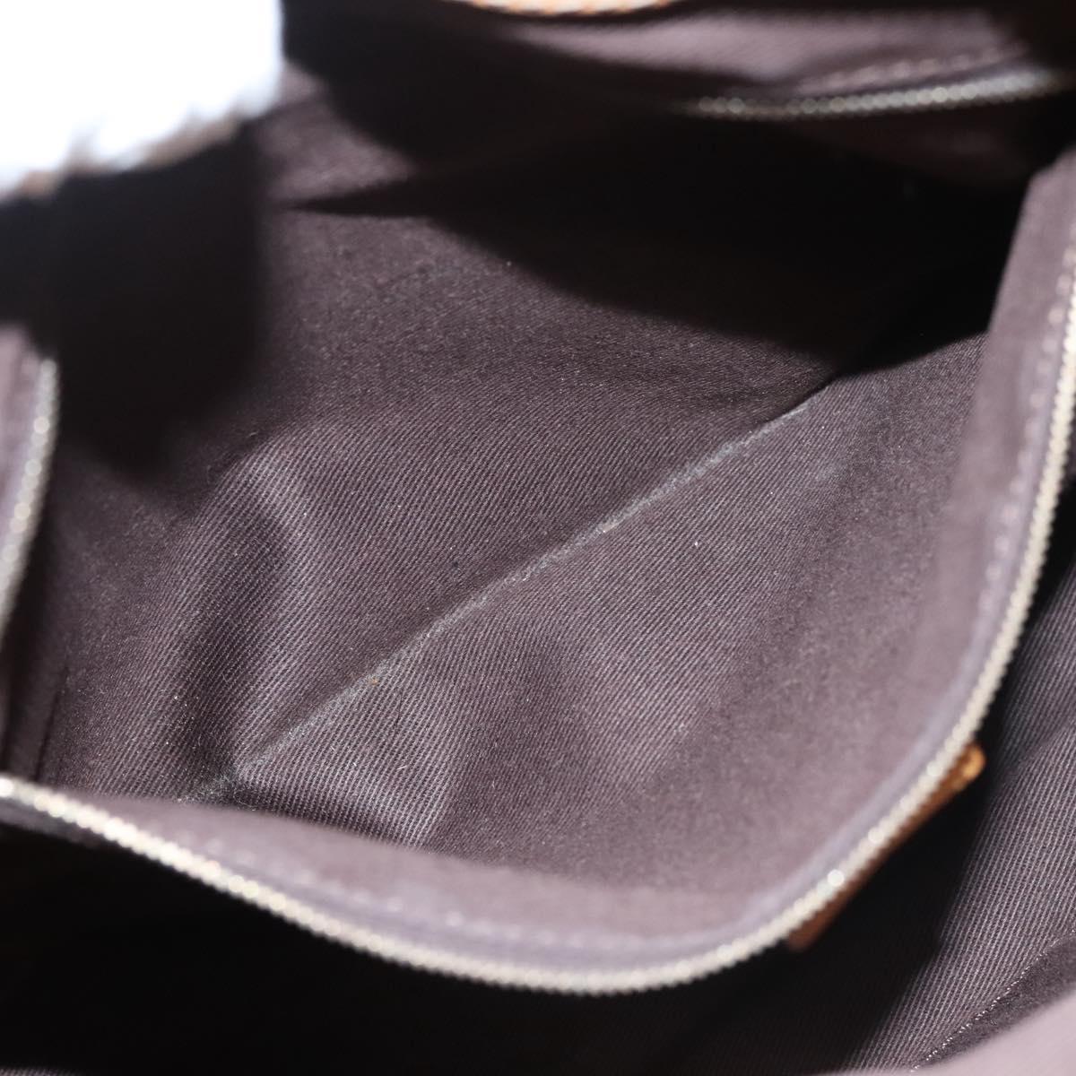 CELINE Macadam Canvas Shoulder Bag PVC Leather Brown Gold Auth 117957