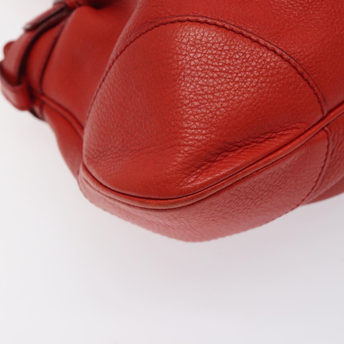 Salvatore Ferragamo Gancini Shoulder Bag Leather Red Silver Auth 117972